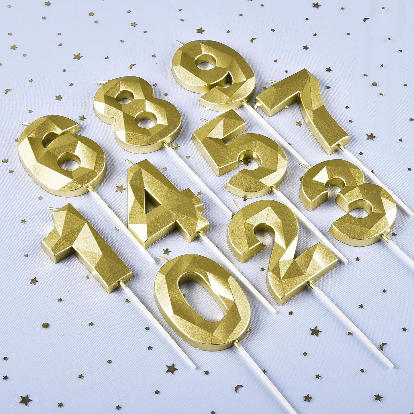 PHD Crystal Gold 2.76 Inch 2 Number Birthday Candles, Gold Cake Number Candles for Party Celebration
