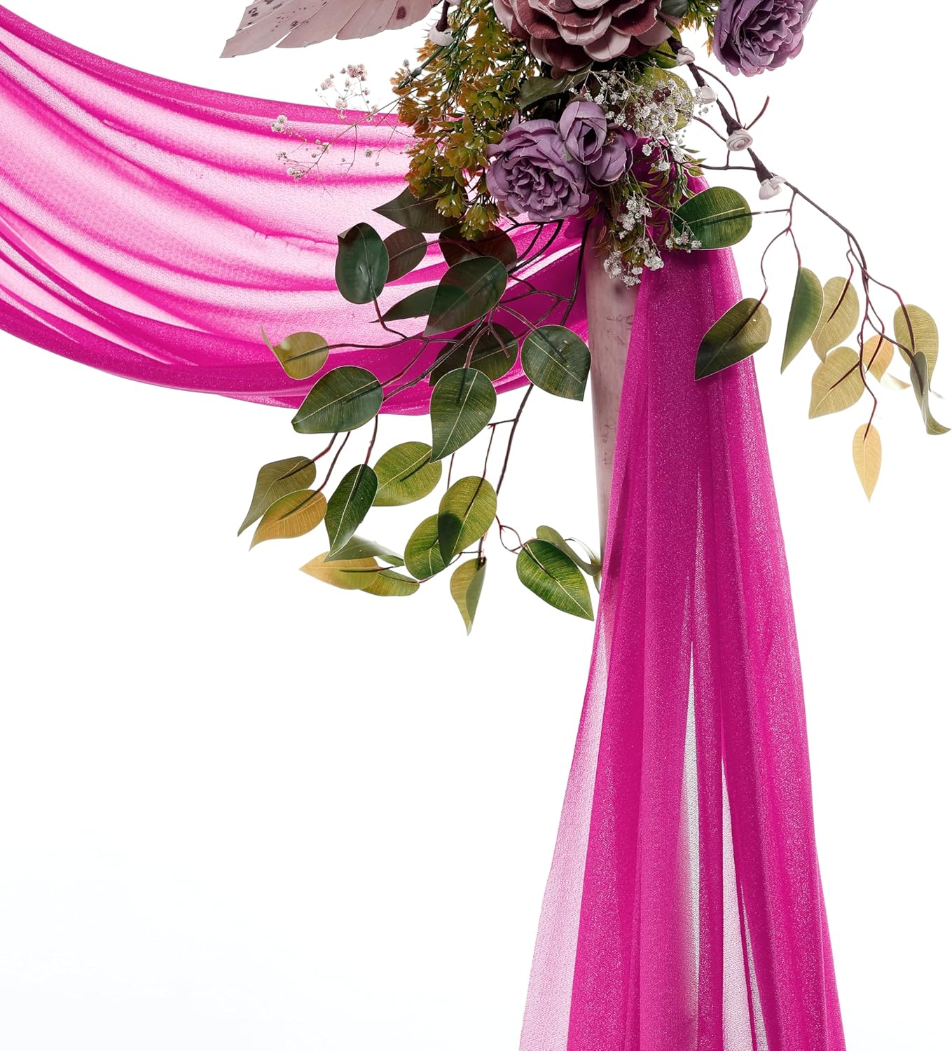 VDS Pack of 2 Panel (30 Inch X 30 Feet) Wedding Arch Draping Fabric Sheer Chiffon Fabric Drapery for Wedding Ceremony Reception Swag Backdrop Canopy Chuppah ARBO Altars Decoration (Magenta)