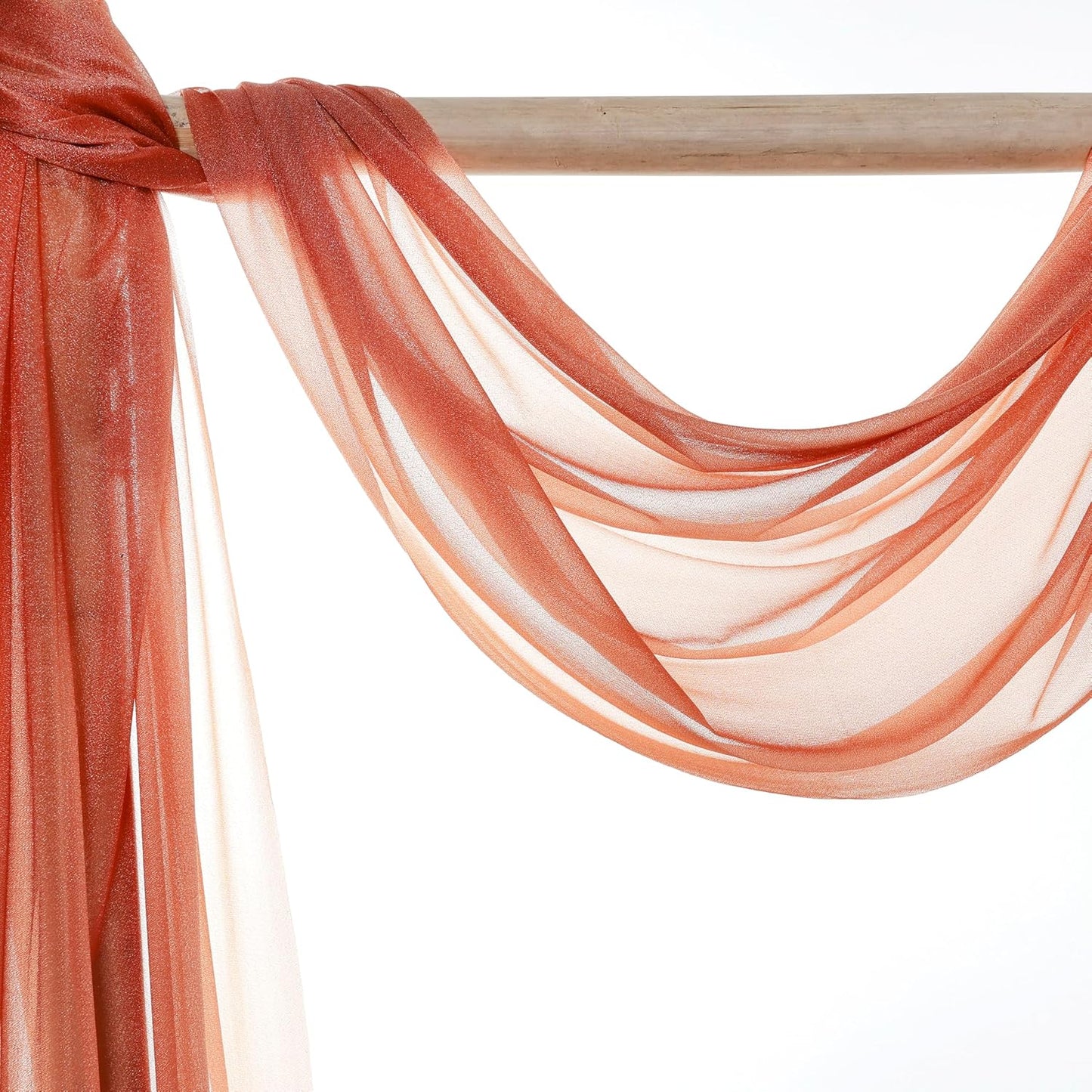 VDS Pack of 3 Panel (30 Inch X 20 Feet) Wedding Arch Draping Fabric Sheer Chiffon Fabric Drapery for Wedding Ceremony Reception Swag Backdrop Canopy Chuppah ARBO Altars Decoration (Terracotta)