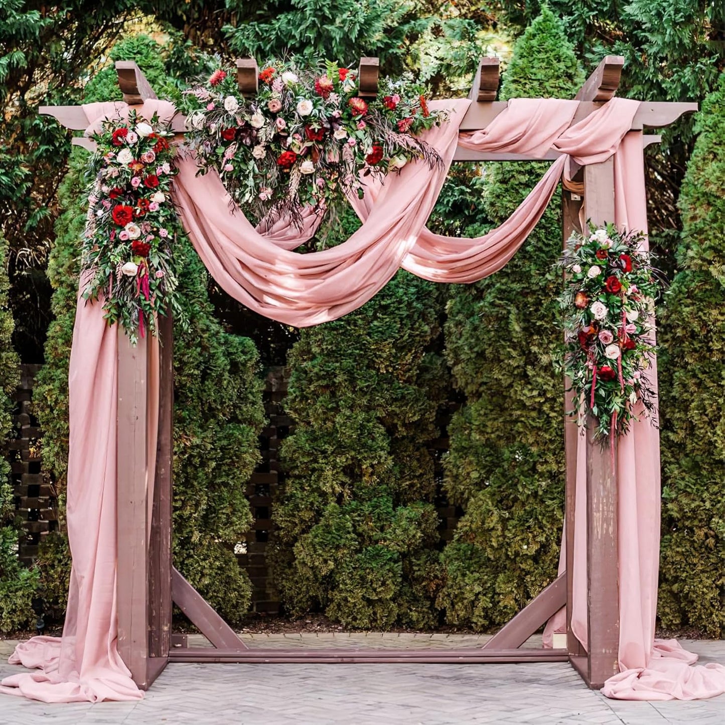 PARTISKY 10ftx10ft Dusty Rose Chiffon Sheer Backdrop Curtains, Wrinkle-Free Wedding Backdrop Drapes for Birthday Party Ceremony Arch Stage Decor Background for Photography 5ft x 10ft,2 Panels