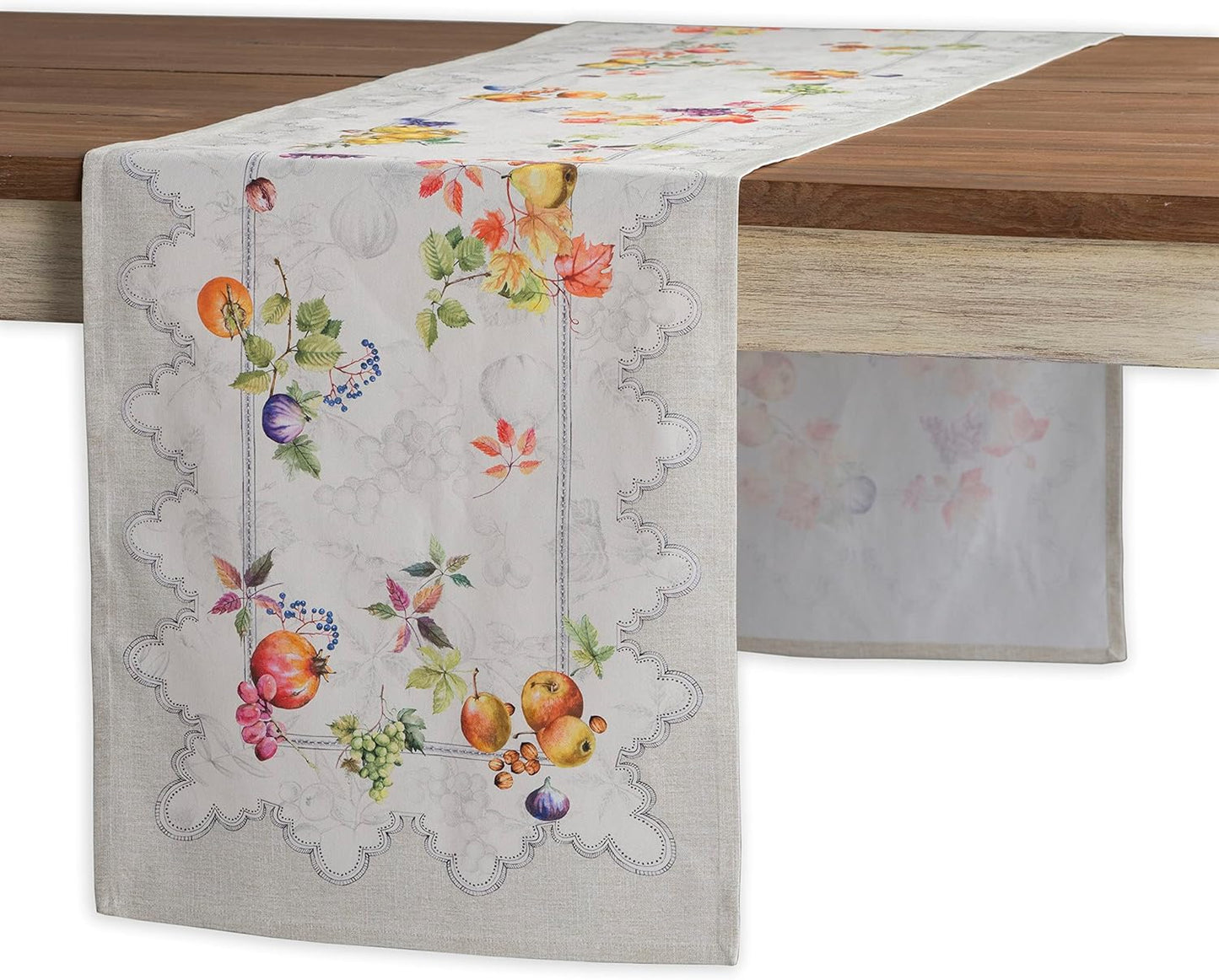 Maison d' Hermine Table Runner 100% Cotton Single Layer Table Runners 48 inches Long for Thanksgiving Christmas Decorations Home Kitchen Dining Party Wedding (Fruit D'Hiver, 14.5" x 48")