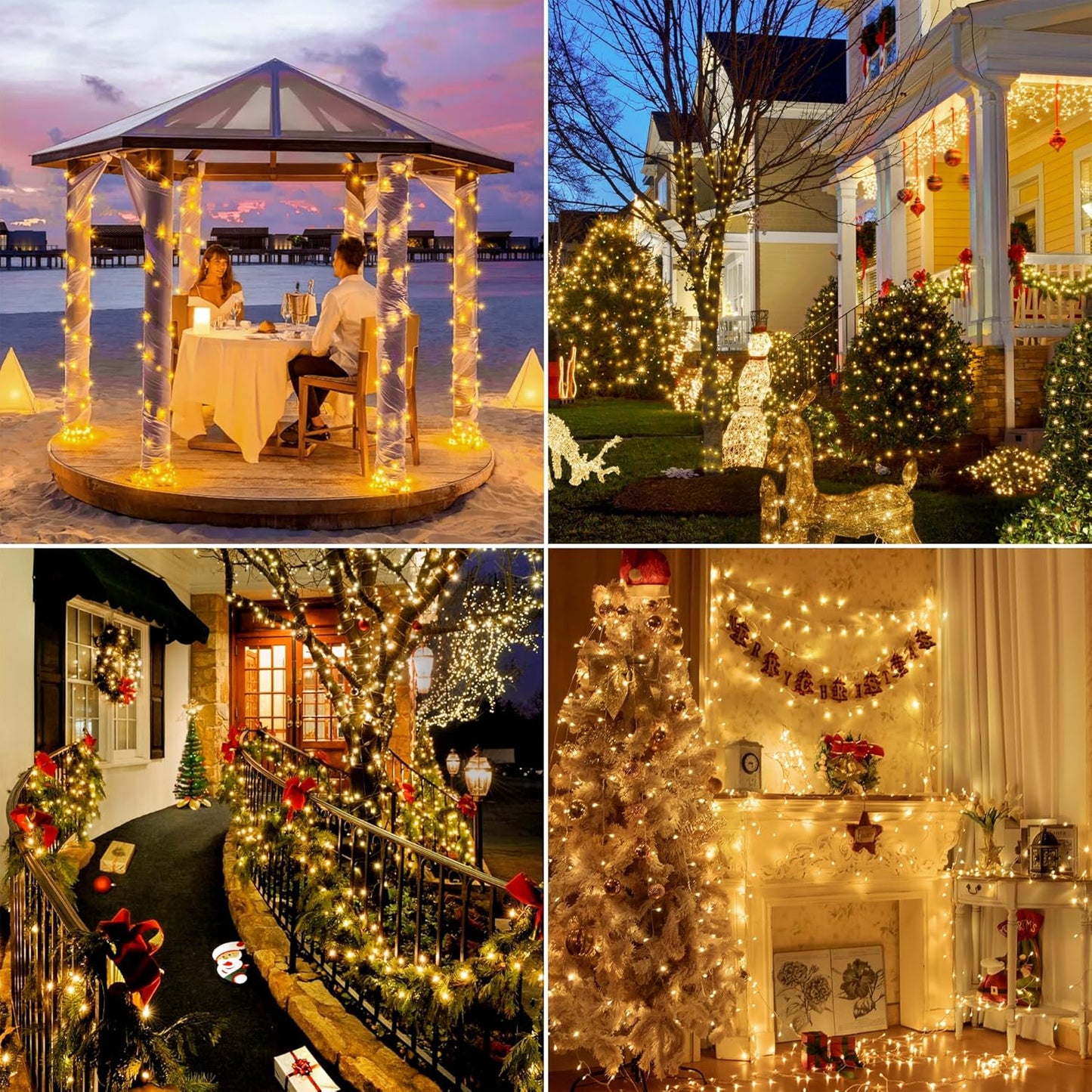 196 FT 600 LED Christmas Lights Outdoor Waterproof, Warm White Christmas Lights with Remote, String Lights for Xmas Party Classroom Wedding Holiday Decor