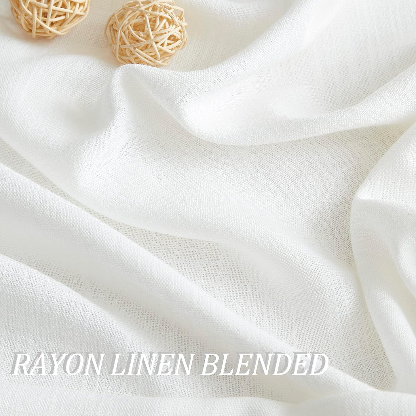 Vision Home White Pinch Pleated Semi Sheer Curtains Textured Light Filtering Window Curtains 108 inch for Living Room Bedroom Patio Rayon Blended Pinch Pleat Drapes with Hooks 1 Panel 60" Wx108 L