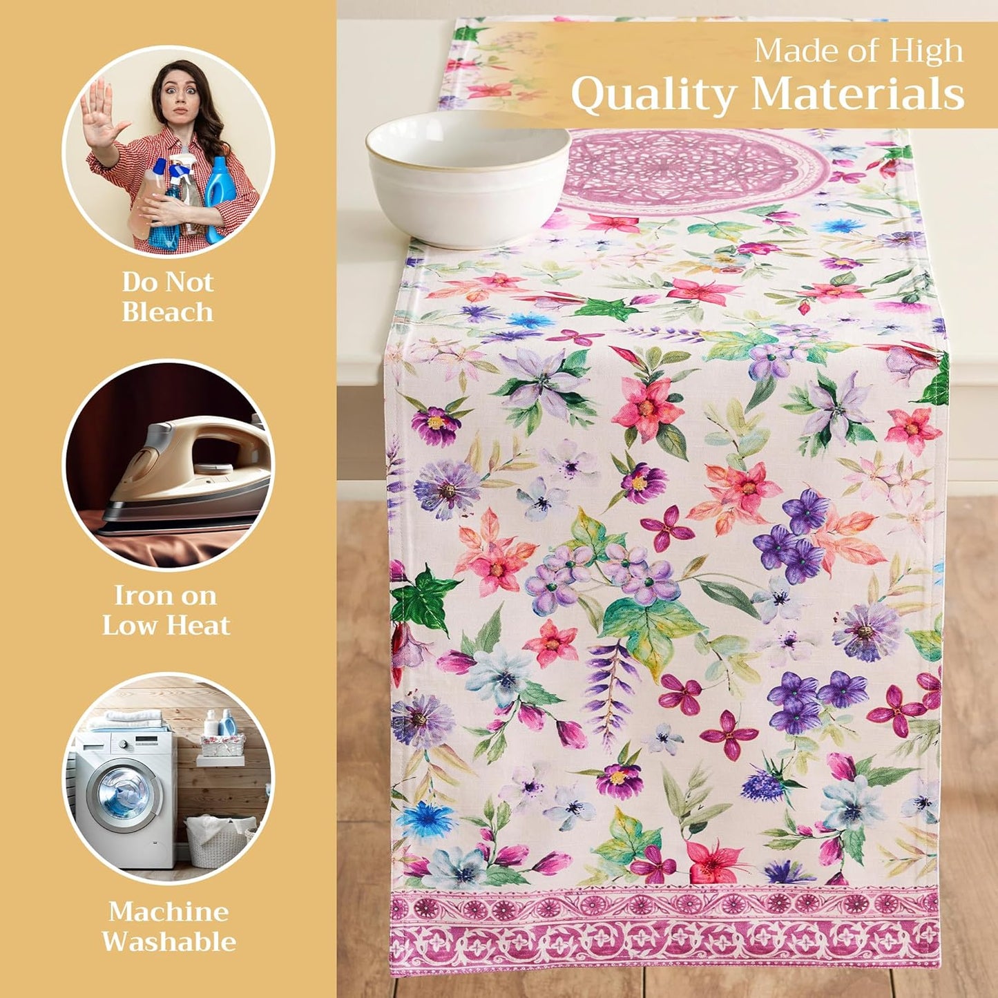 Maison d' Hermine Table Runner 100% Cotton Double Layer Table Runners 108 inches Long Decorative for Home Kitchen Dining Party Baby Shower Wedding Bridal Shower Spring Summer (Chardon, 14.50" x 108")