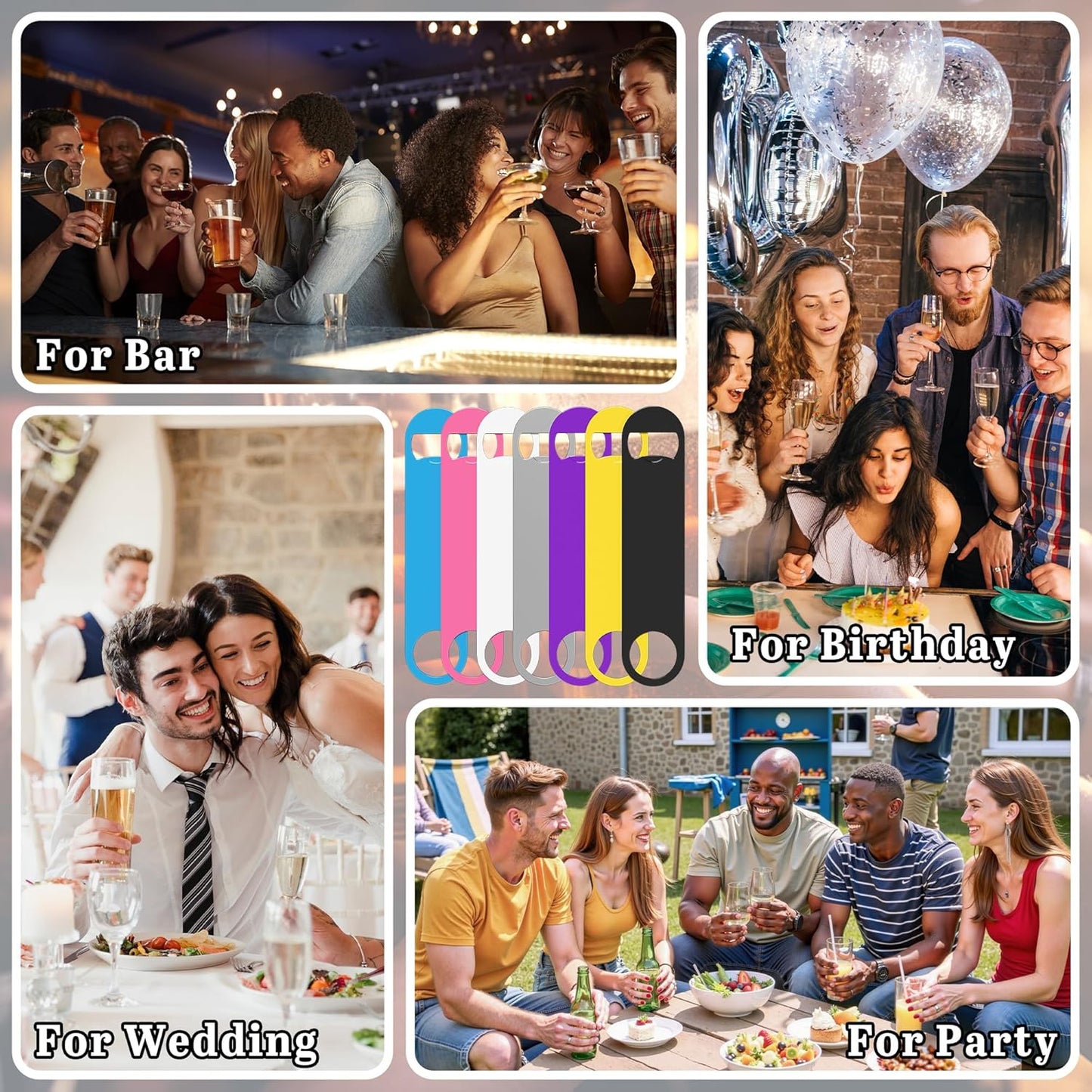 5-100 Custom Bottle Opener, Personalized Bottle Opener Stainless Steel with Customized Photo/Text in Full Color Printing, Colorful Beer Opener for Bar, Restaurant, Party, Wedding Favors (TWO PHOTO)