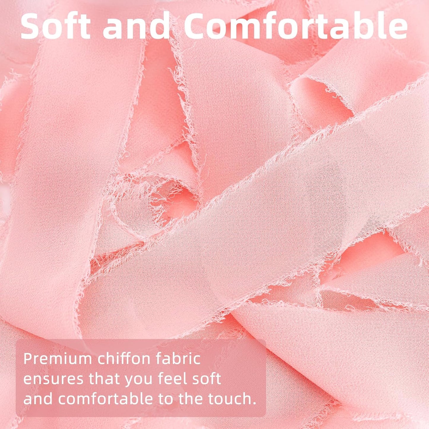 Blush Pink Handmade Chiffon Ribbon,1.5Inch x 3 Rolls Total 24 Yards Blush Pink Fringe Chiffon Silk Ribbon,for Wrapping Wedding Invitations,Bridal Bouquets,DIY Crafts,Home Decor and More