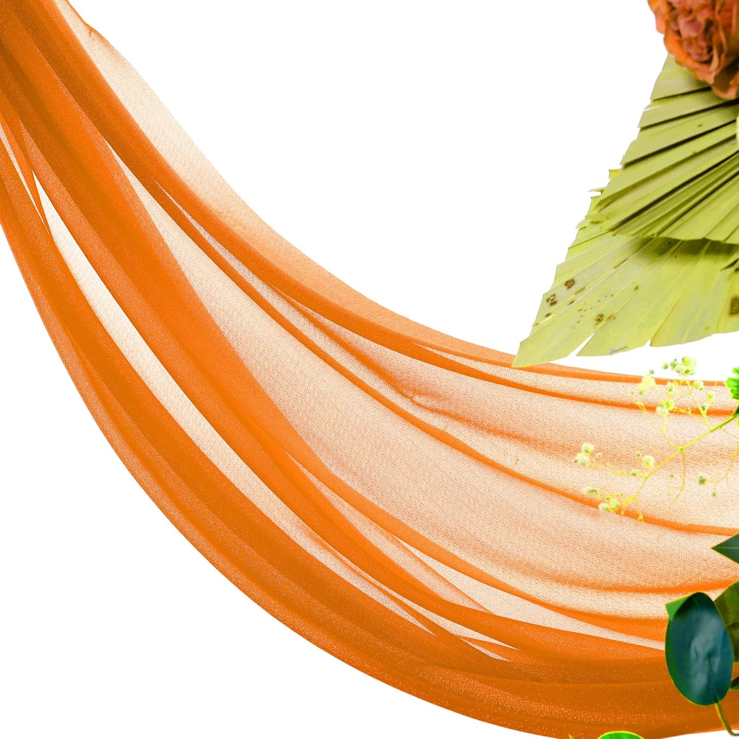 VDS Pack of 1 Panel (30 Inch X 30 Feet) Wedding Arch Draping Fabric Sheer Chiffon Fabric Drapery for Wedding Ceremony Reception Swag Backdrop Canopy Chuppah ARBO Altars Decoration (Orange)