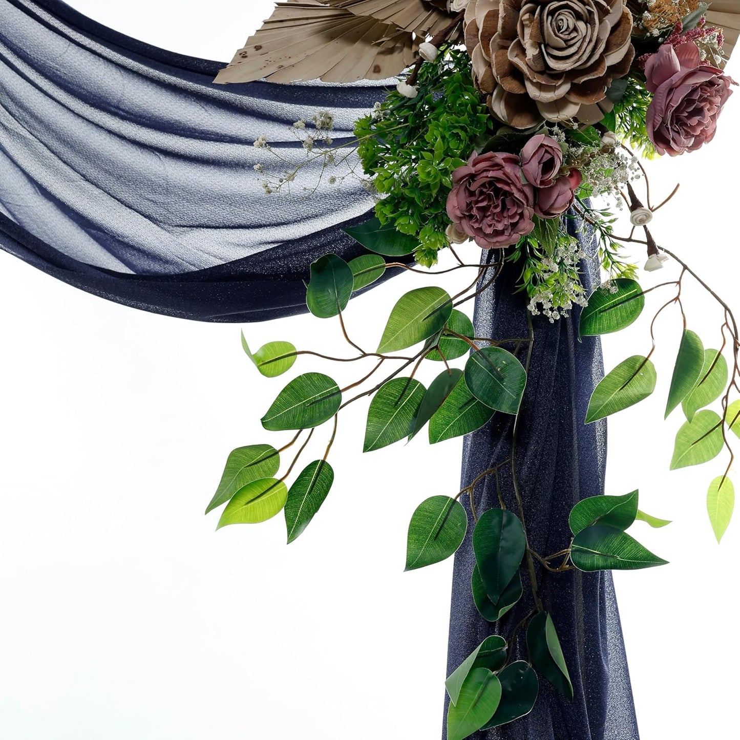 VDS Pack of 1 Panel (30 Inch X 20 Feet) Wedding Arch Draping Fabric Sheer Chiffon Fabric Drapery for Wedding Ceremony Reception Swag Backdrop Canopy Chuppah ARBO Altars Decoration (Navy Blue)