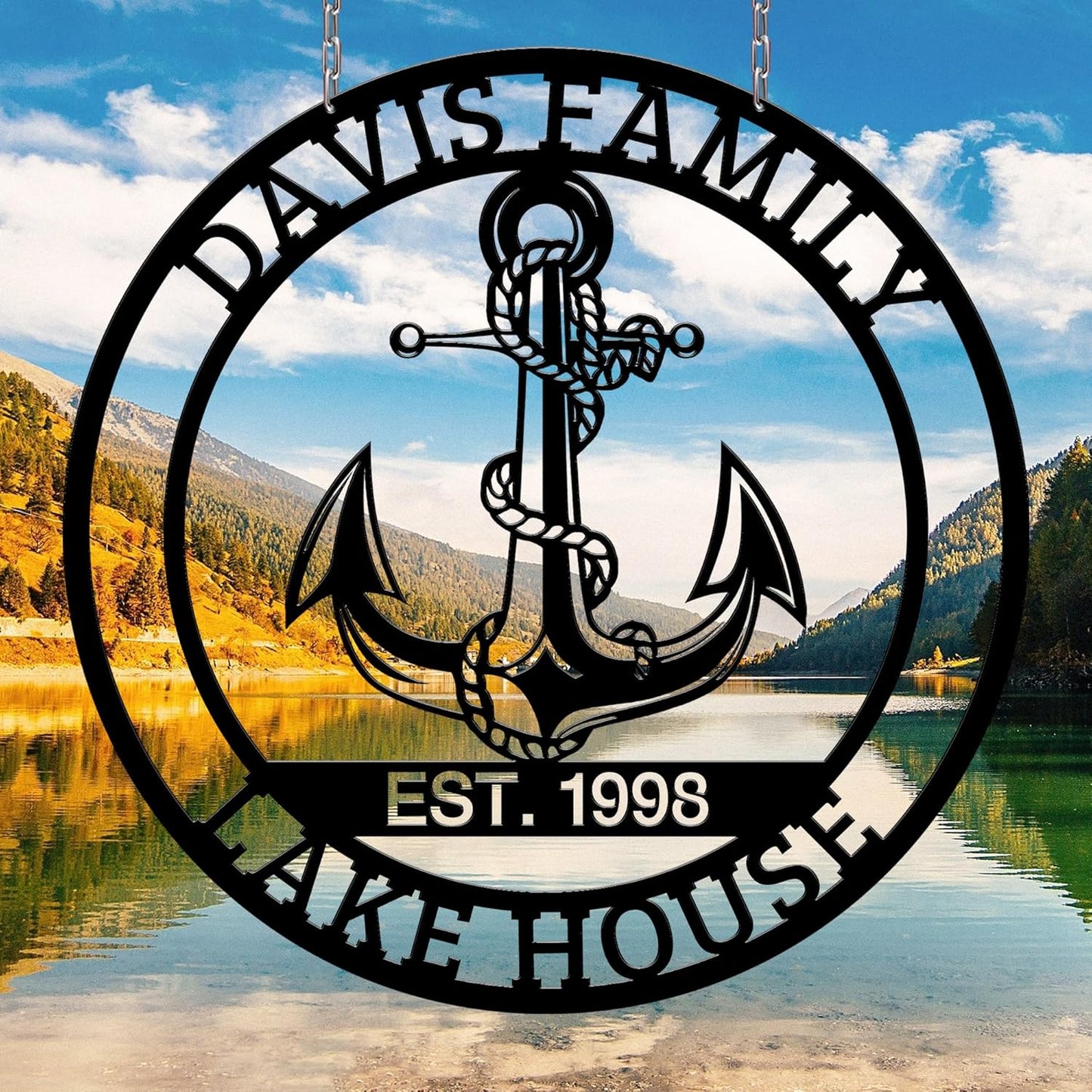 Personalized Metal Anchor Sign, Custom Family Last Name Sign, Nautical Outdoor Monogram Wall Art, Coastal Beach House, Lake House Decor, Housewarming Christmas Wedding Gifts