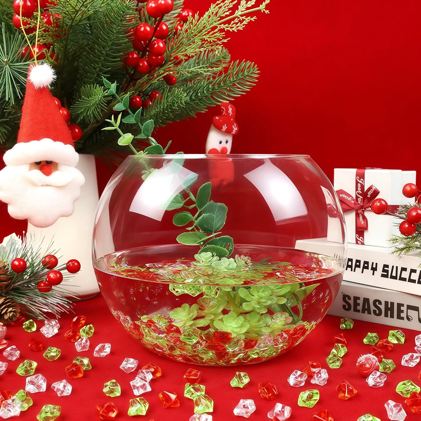 YATOJUZI 500pcs Fake Ice Cubes Christmas Decor Acrylic Crushed Rocks Vase Fillers Plastic Diamonds Gems for DIY Xmas Party Centerpiece Table Scatter Prop Display 0.5"