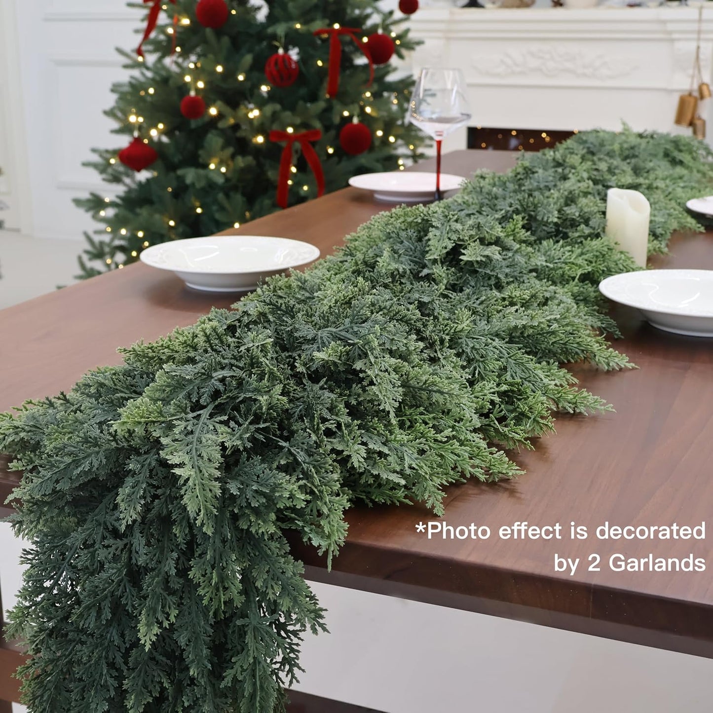 Artificial Cedar Garland for Christmas Decoration - Realistic Winter Greenery Garland for Mantel, Fireplace, Table, Door, Holiday Indoor Outdoor Decor 5FT