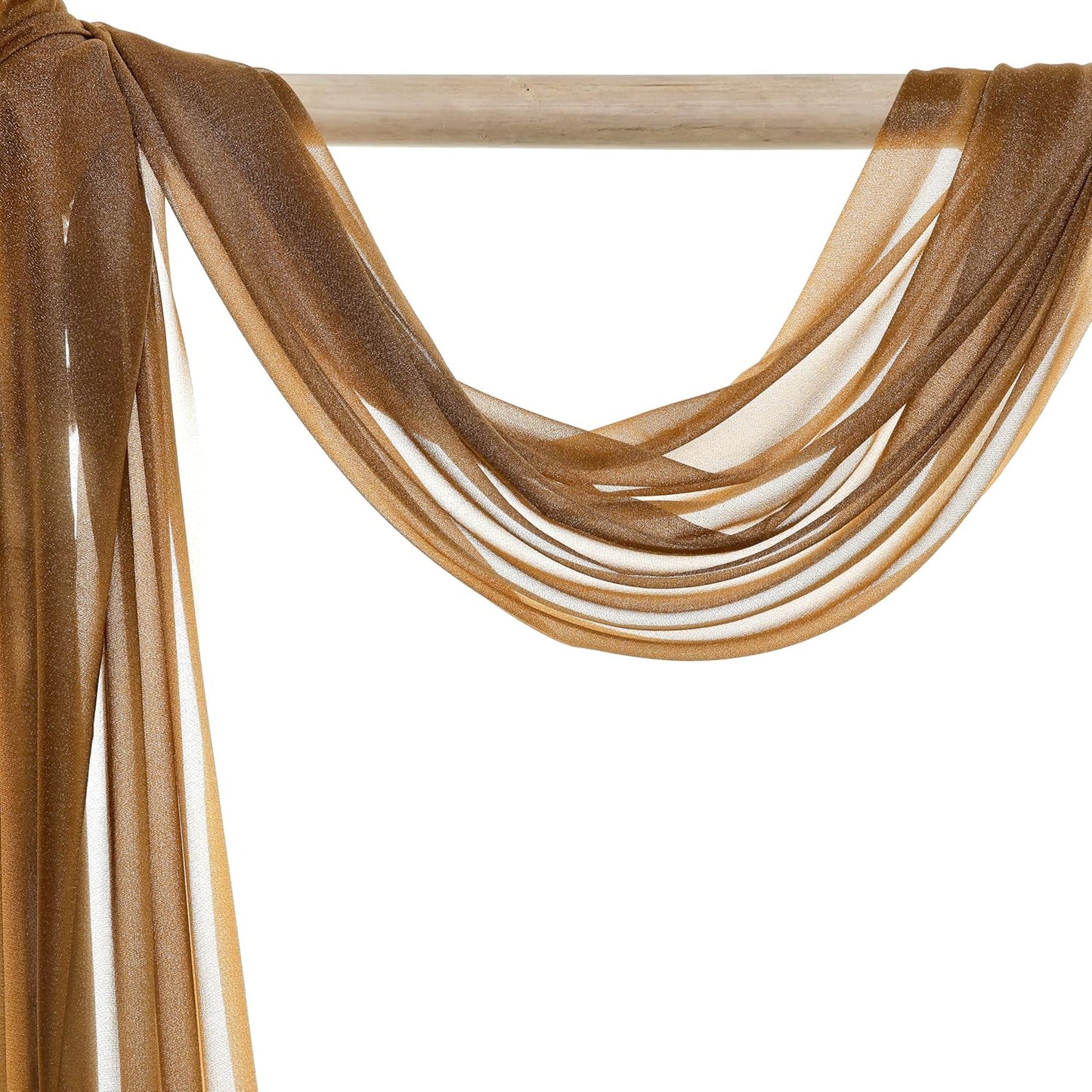 VDS Pack of 1 Panel (30 Inch X 100 Feet) Wedding Arch Draping Fabric Sheer Chiffon Fabric Drapery for Wedding Ceremony Reception Swag Backdrop Canopy Chuppah ARBO Altars Decoration (Mocha)