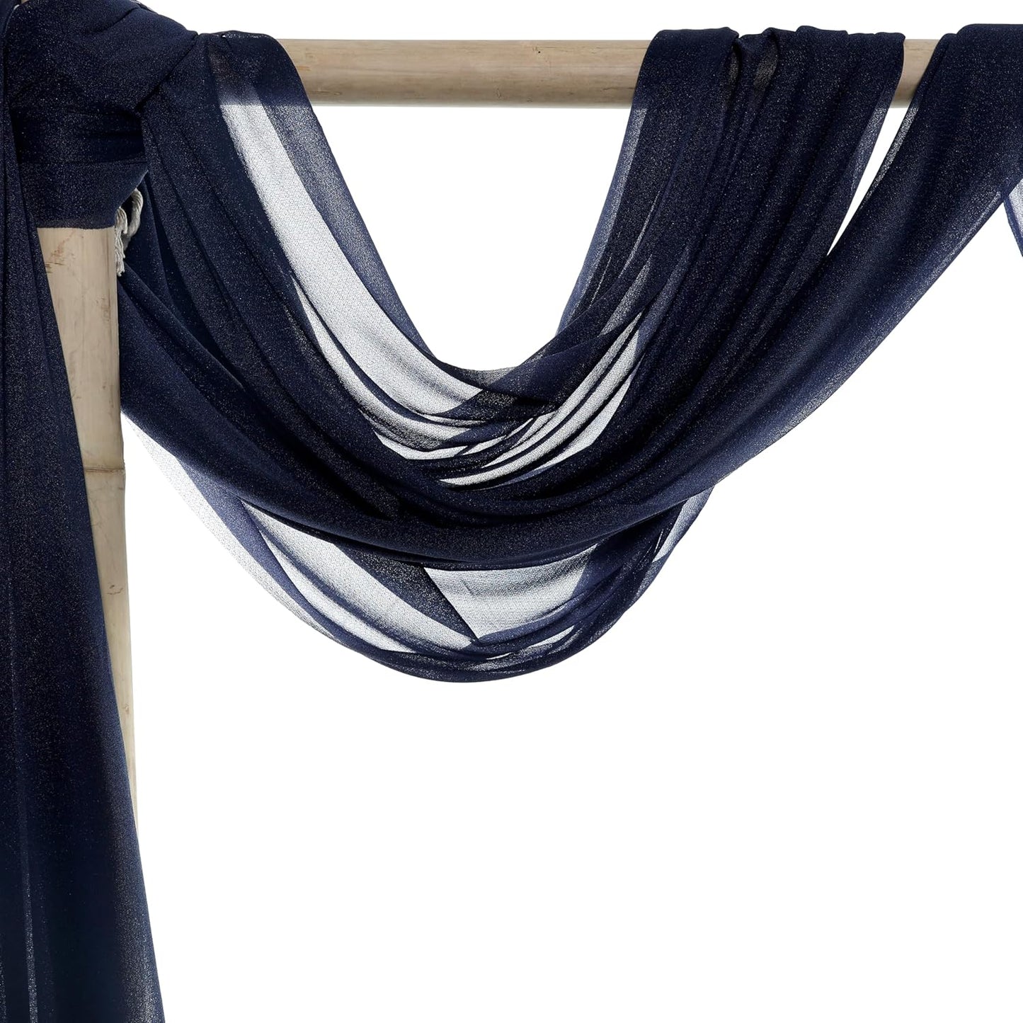 VDS Pack of 2 Panel (30 Inch X 100 Feet) Wedding Arch Draping Fabric Sheer Chiffon Fabric Drapery for Wedding Ceremony Reception Swag Backdrop Canopy Chuppah ARBO Altars Decoration (Navy Blue)