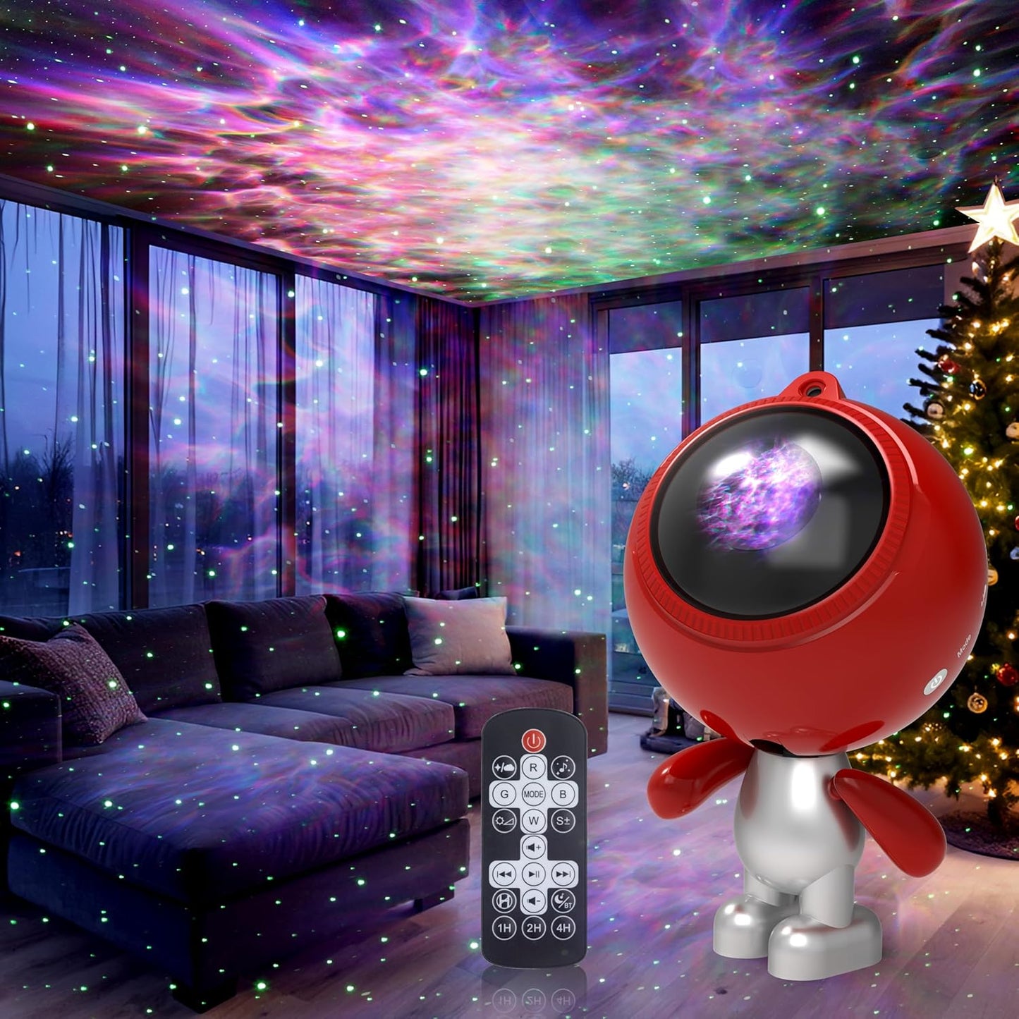 AIRIVO Astronaut Galaxy Projector, Star Projector for Bedroom, Robot Galaxy Projector Night Light for Kids, Bluetooth Speaker Ceiling Projector, Room Decor Gifts for Adults, Teens, Christmas
