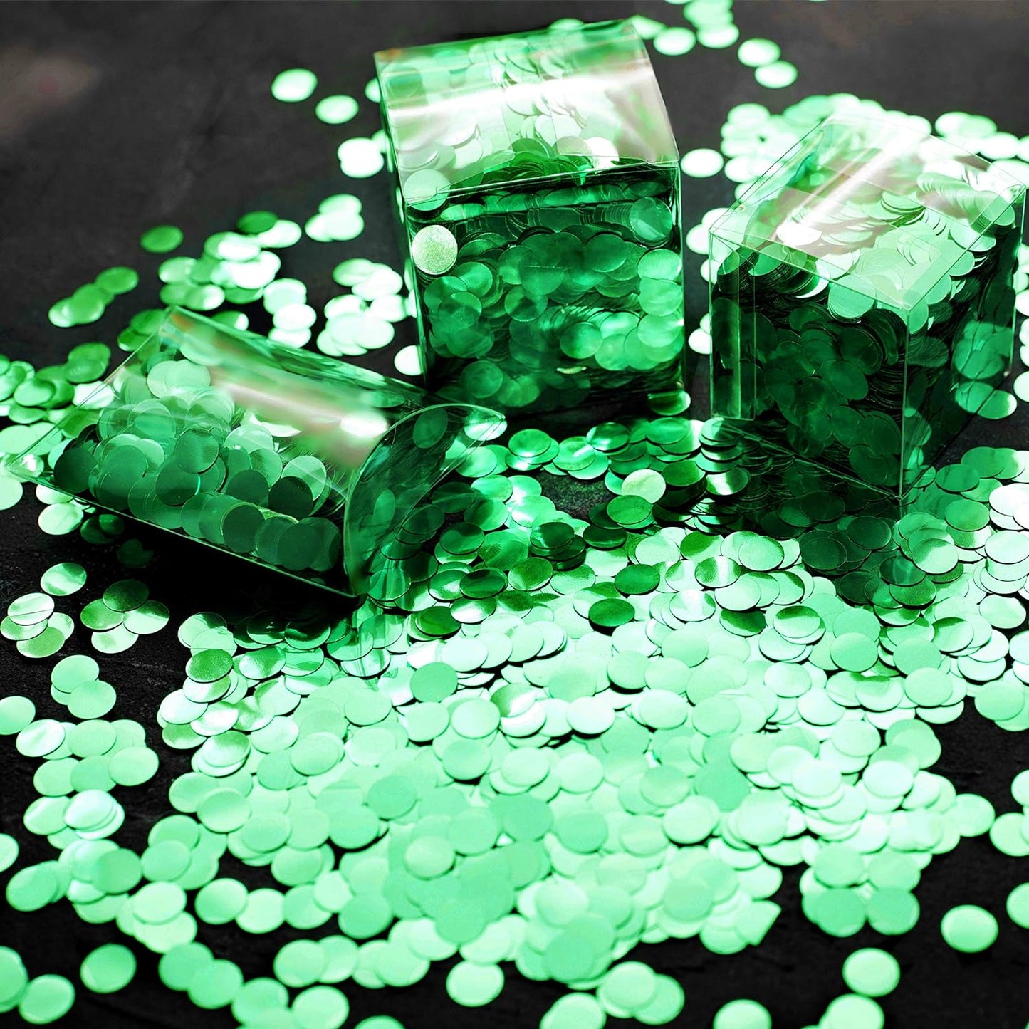 Green Foil Metallic Round Table Confetti Decor - Summer Tropical Jungle Safari Baby Shower Birthday Party Mylar Scatter Confetti Decorations, 60g