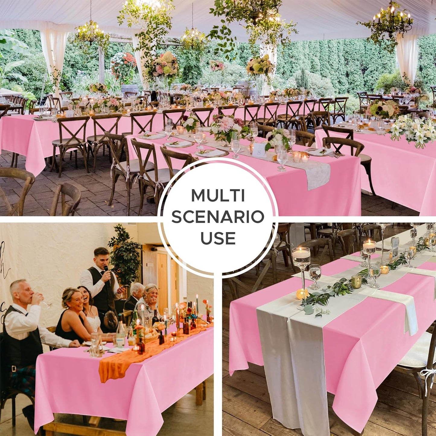 Fitable 8 Pack Table Cloth Rectangle Table: Stain and Wrinkle Resistant Tablecloth Rectangular, Washable Polyester Tablecloths for Wedding Party Dining Banquet Event Catering(Pink, 70x108 Inch)