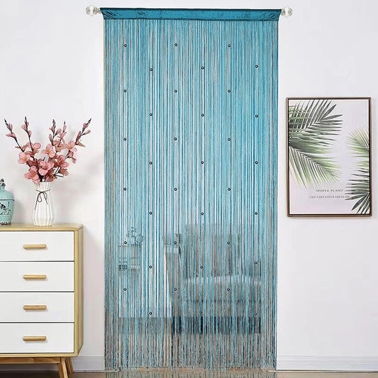 Beaded Doorway Curtain Door Beads Dense String Curtains Fringe Hippie Perfect for Wall Hanging Decor Room Divider Privacy Doors Window Closet Doorways Decorations (100x280cm,Teal Blue)