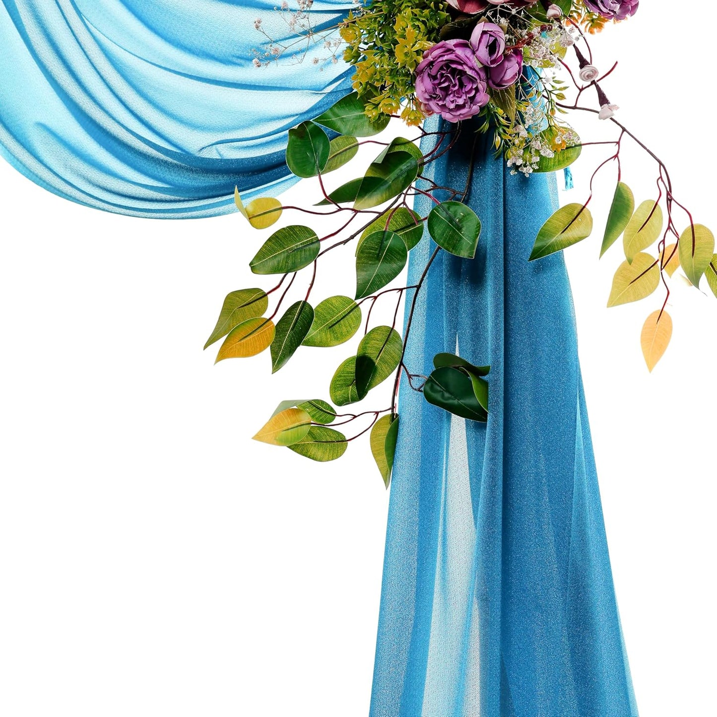 VDS Pack of 2 Panel (30 Inch X 100 Feet) Wedding Arch Draping Fabric Sheer Chiffon Fabric Drapery for Wedding Ceremony Reception Swag Backdrop Canopy Chuppah ARBO Altars Decoration (Dark Teal)