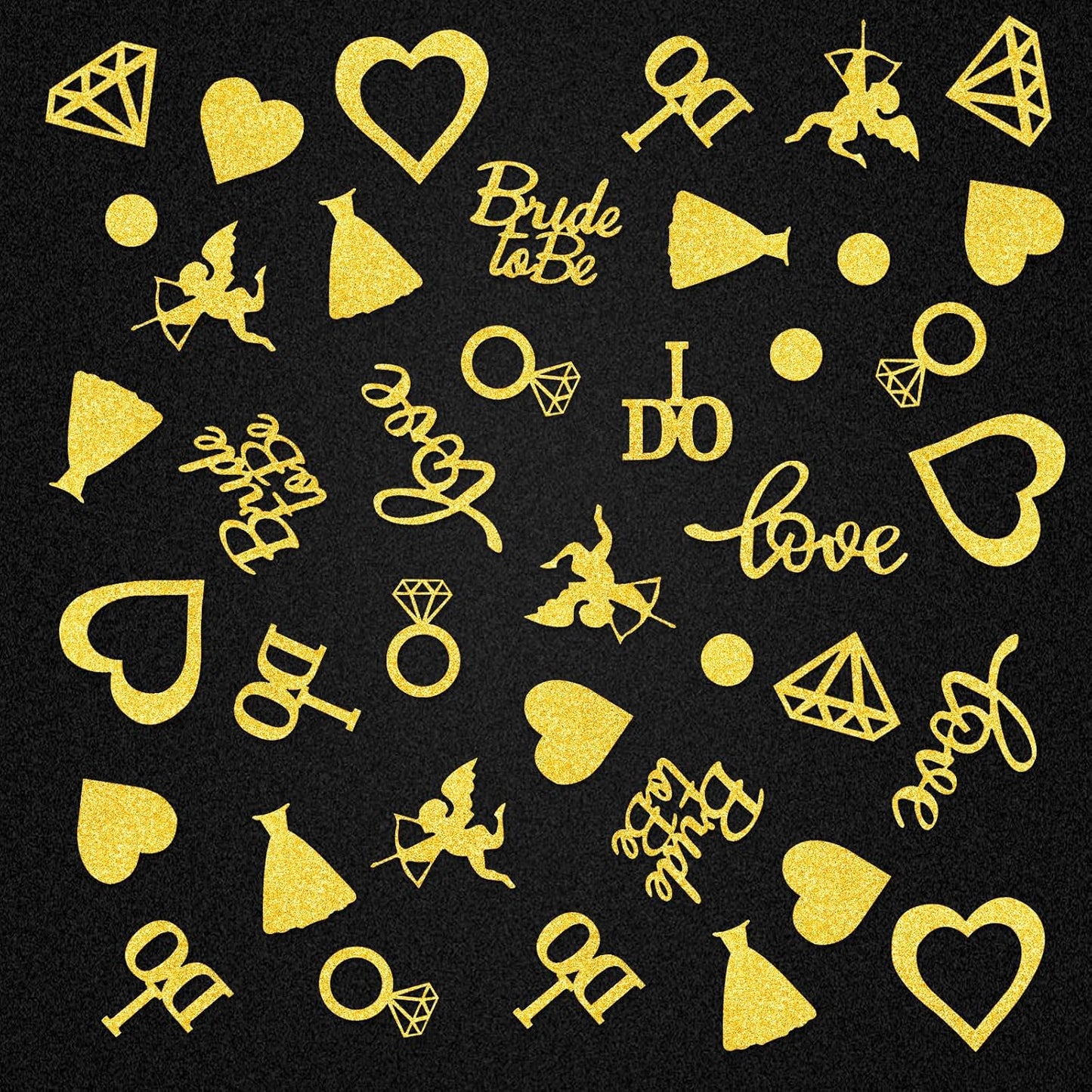 200pcs Wedding Table Confetti, 10 Shapes Table Scatters Glitter Diamond Ring Circle Dots Hearts for Bridal Shower Marriage Ceremony Anniversary Valentine's Day Party Decorations