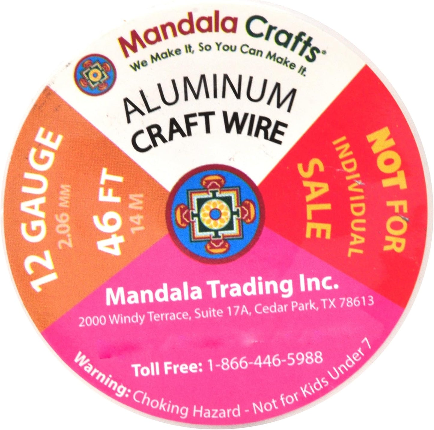 Mandala Crafts 12 Gauge Anodized Aluminum Craft Wire for Jewelry Making - 276 FT Colored Flexible Rose Gold Combo Wire - Bendable for Bonsai Armature Crafting Sculpting