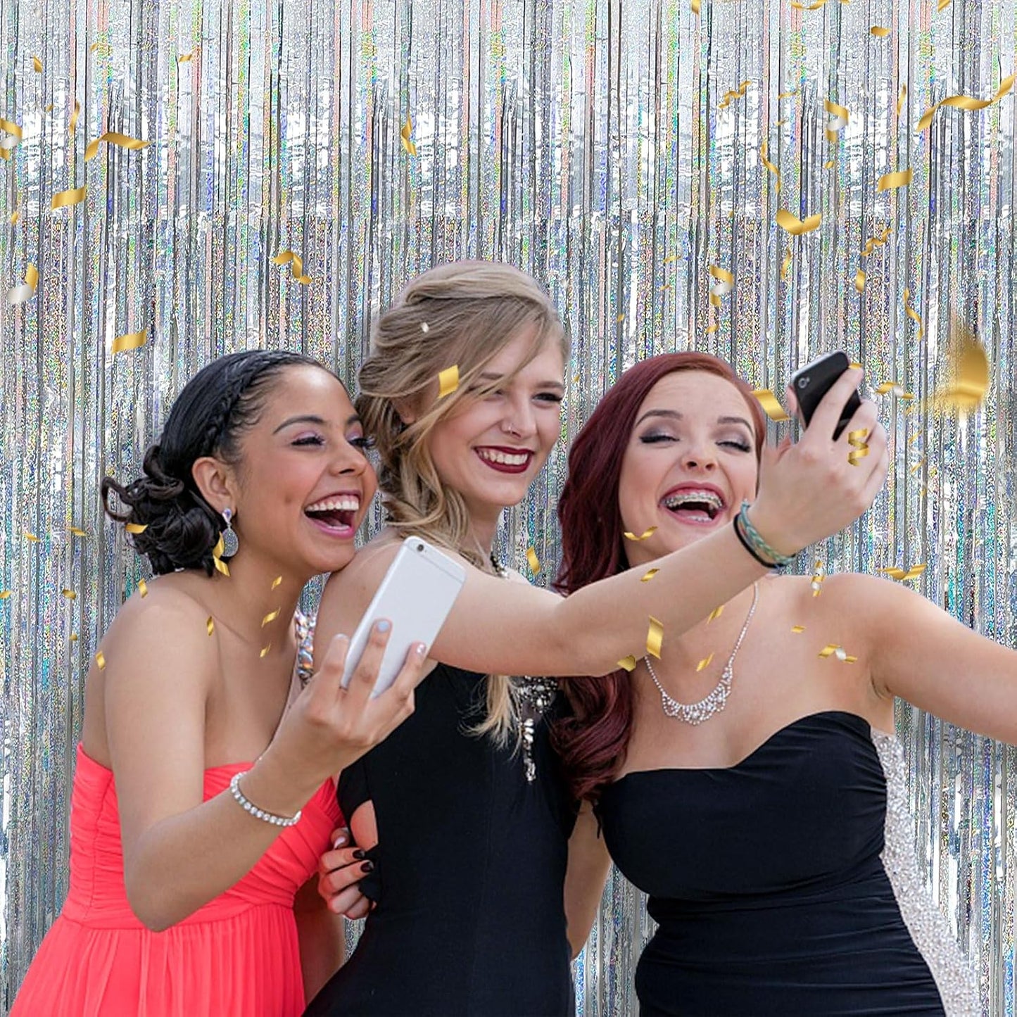 10 Pack Silver Tinsel Foil Fringe Curtains Party Decorations Streamers for Christmas Birthday Bachelorette Party Wedding Baby Shower Decor