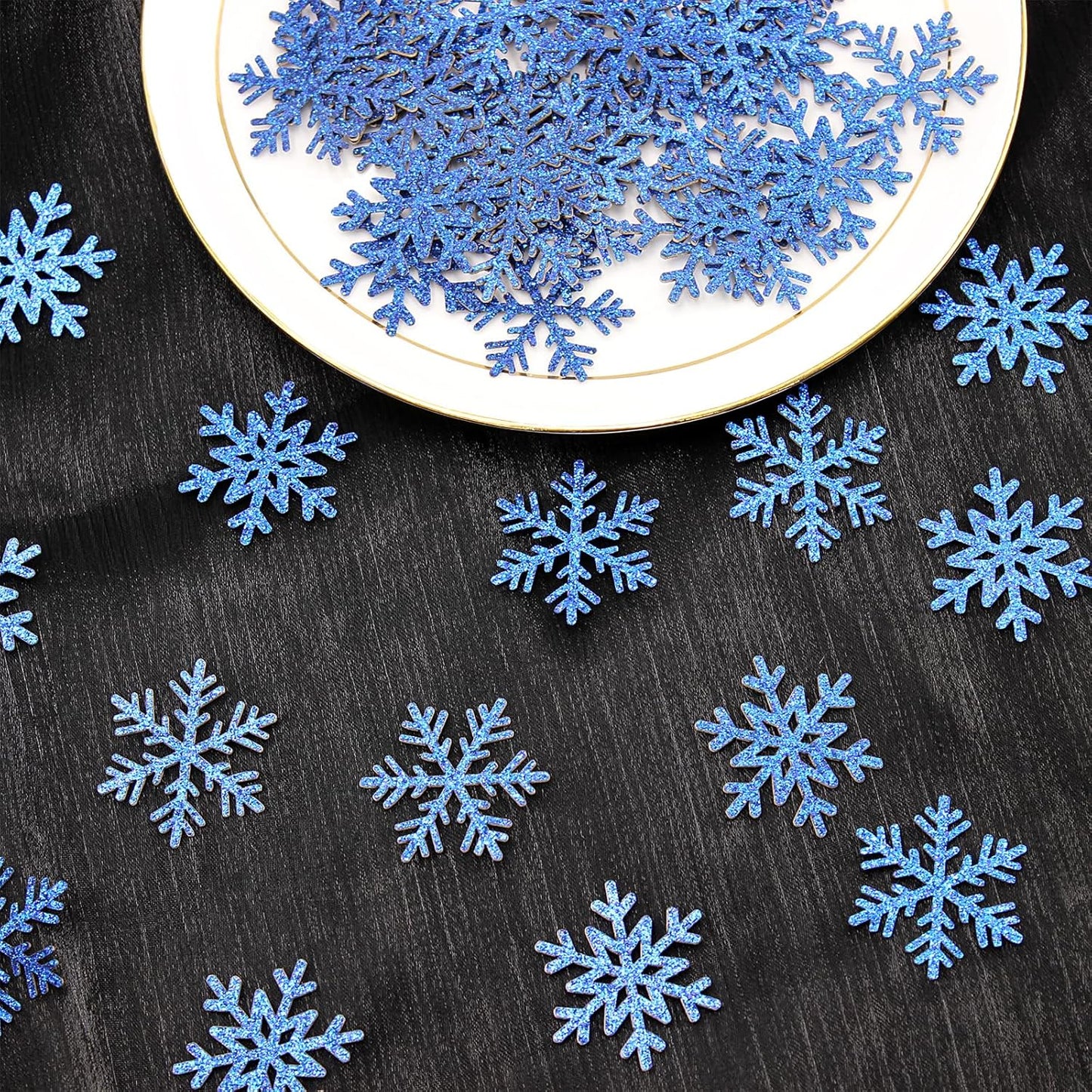 200PC Snowflake Confetti Dark Blue Christmas Confetti Snowflakes Table Scatter For Winter Holiday Birthday Baby Shower Party Decorations