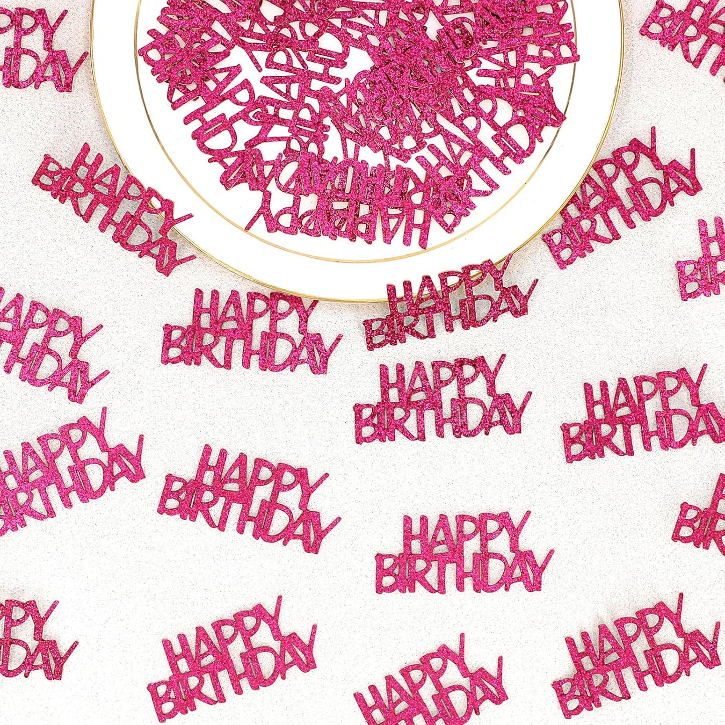 Hot Pink Happy Birthday Confetti Girl Birthday Party Decorations Glitter Table Scatters for Adult Women Birthday Anniversary DIY Crafts Party Supplies 100PC