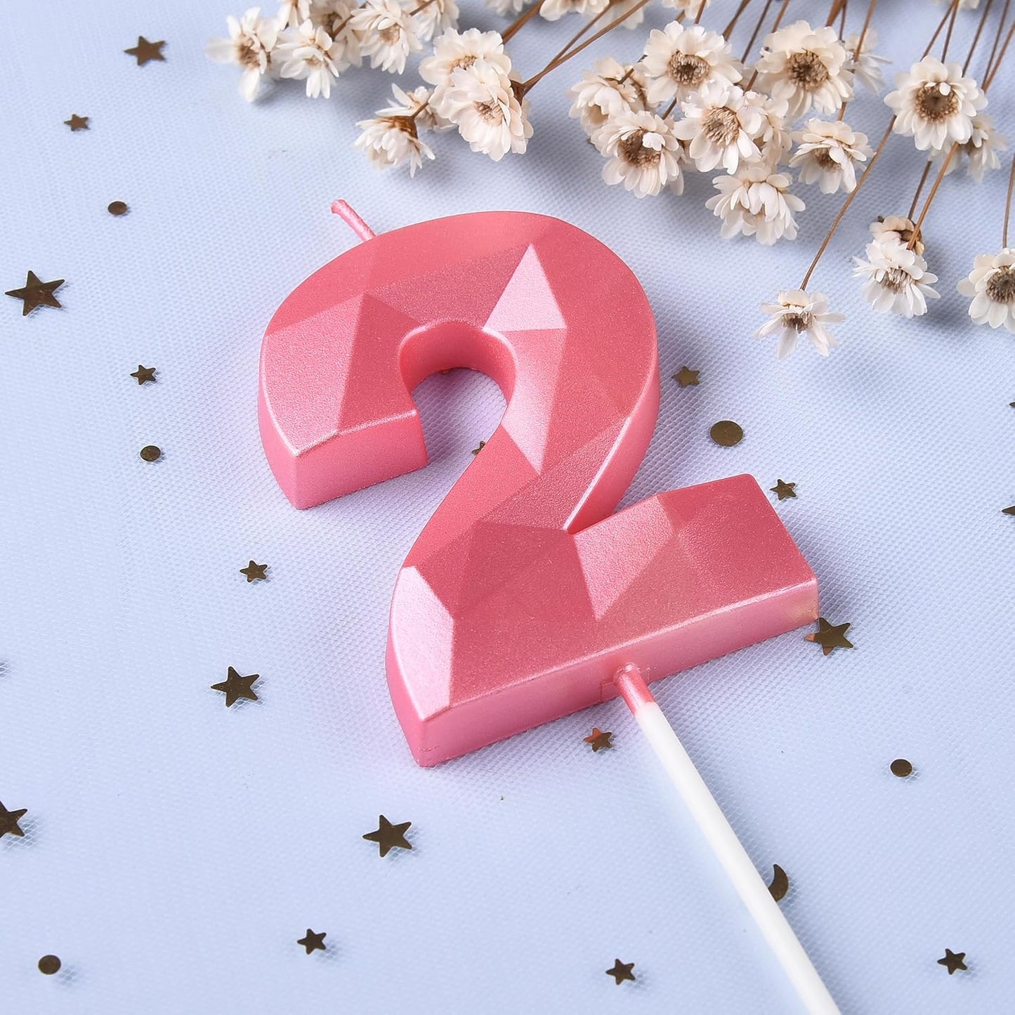 PHD CAKE 2.76 Inch Crystal Pink 2 Number Birthday Candles, Pink Number Candles, Cake Number Candles, Party Celebration