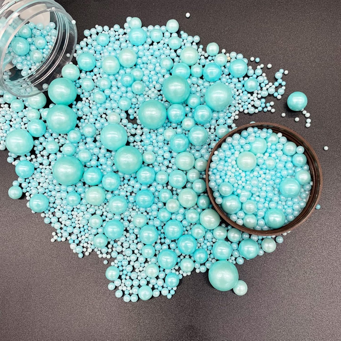 Weraru Edible Blue Pearl Sugar Sprinkles Candy Mixing Size Baking Edible Cake Decorations Cupcake Toppers Cookie Decorating Celebrations Wedding Shower Party Chirstmas Supplies 120g/ 4.2oz