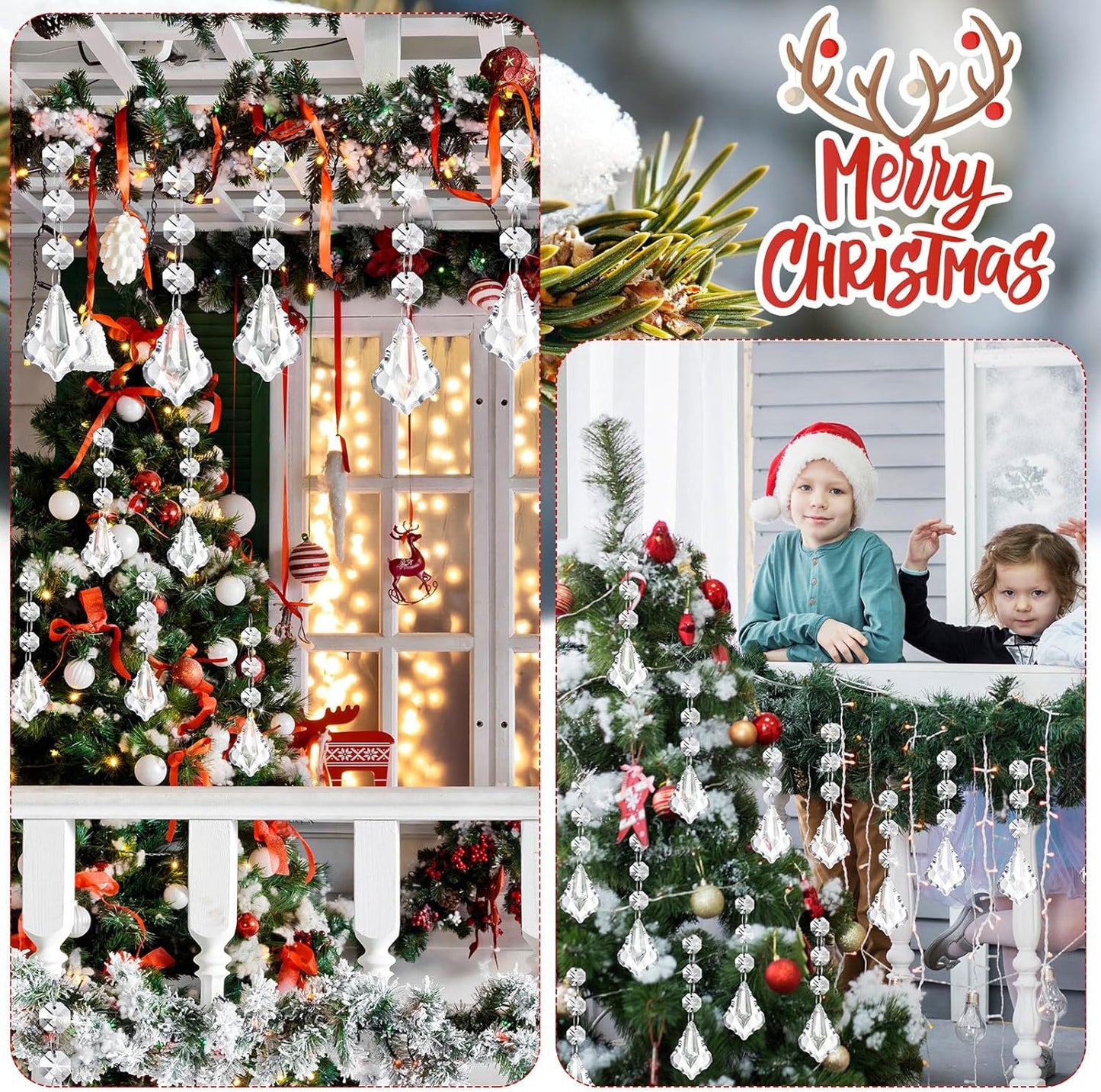 Nuenen 100 Pcs Hanging Crystals for Centerpieces Acrylic Chandelier Garland Beads Strands Prism Decorations Clear Teardrop Chandelier Crystals Pendant Wedding Home Garden Outdoor Ornaments(Maple Leaf)