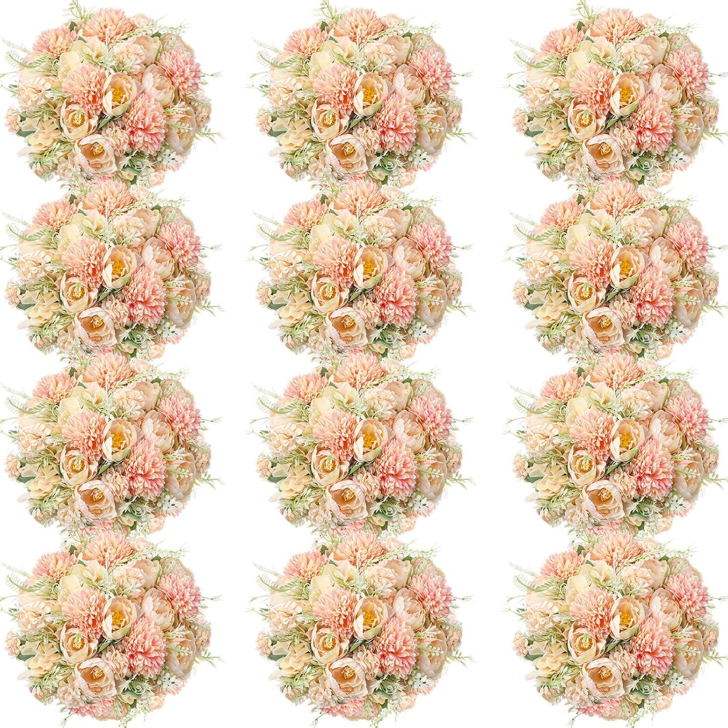 Tigeen Artificial Flowers Artificial Peonies Silk Flowers Faux Peony Fake Peony Silk Hydrangea Bouquet for Wedding Table Centerpiece Floral Vase Decor(Orange,12 Bundles)