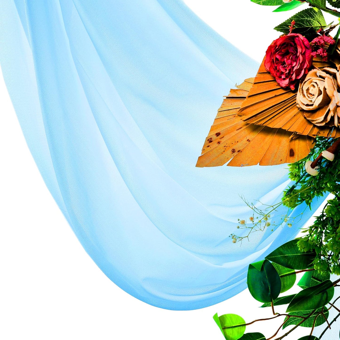 VDS Pack of 2 Panel (30 Inch X 50 Feet) Wedding Arch Draping Fabric Sheer Chiffon Fabric Drapery for Wedding Ceremony Reception Swag Backdrop Canopy Chuppah ARBO Altars Decoration (Turquoise)