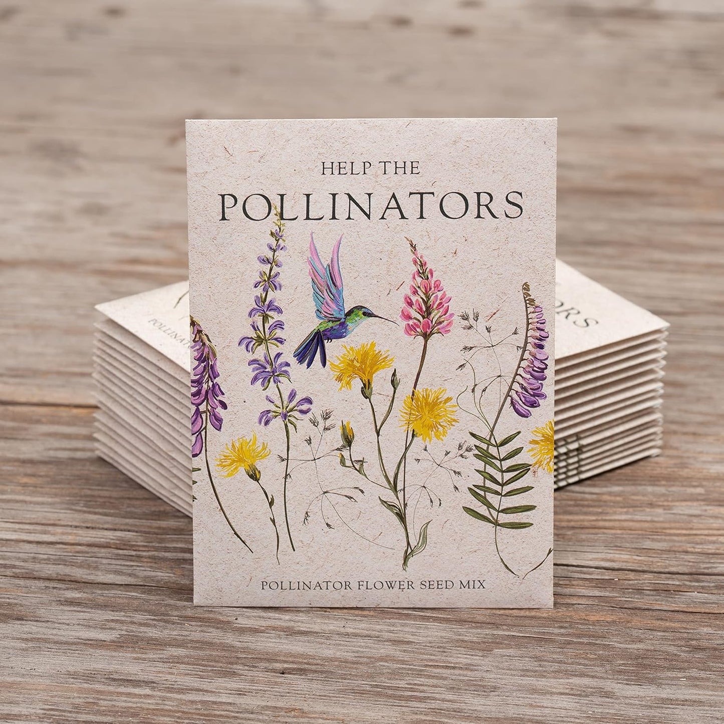 Bentley Seed Co. | Help Pollinators Kraft Hummingbird | 25 Non-GMO, Non-Coated Wildflower Seed Packets for Planting | Flower Seeds | Garden Seed to Grow Live Plants | A Beautiful Gift