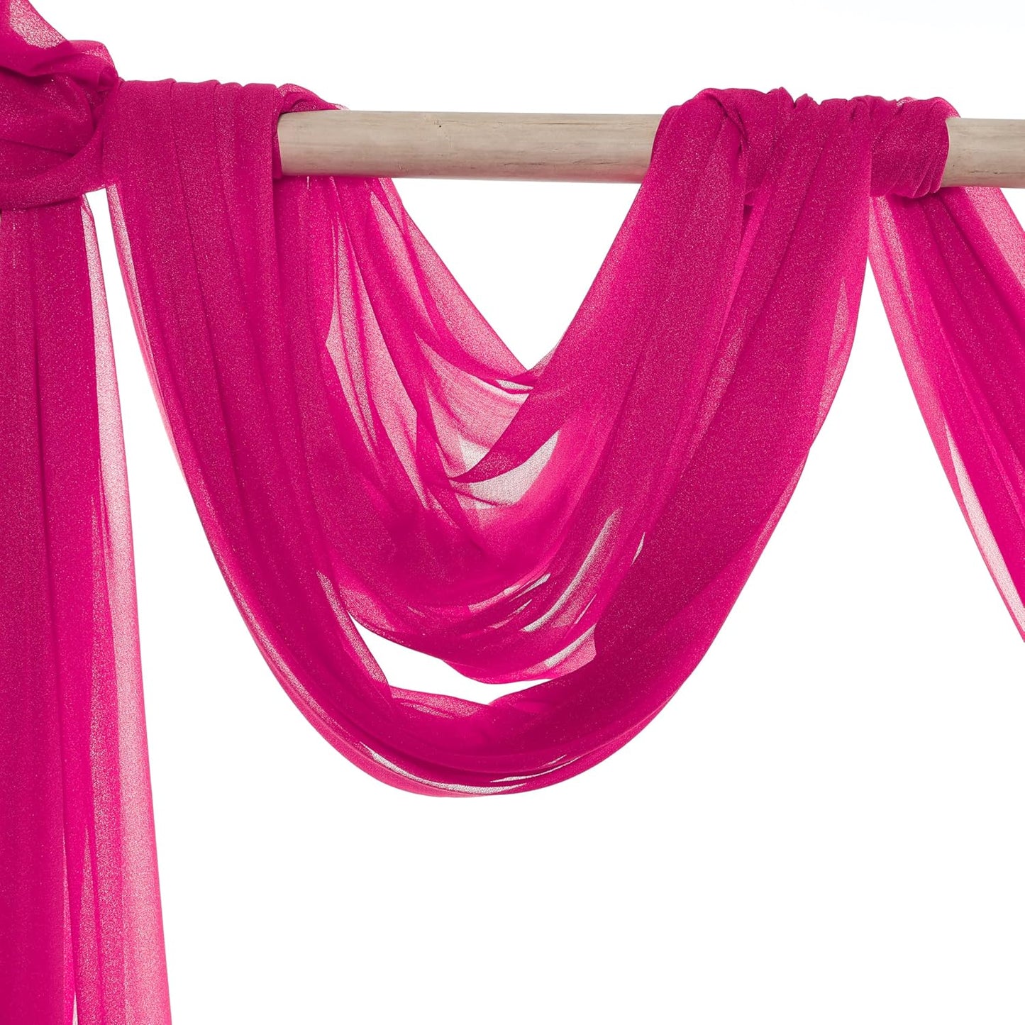 VDS Pack of 2 Panel (30 Inch X 100 Feet) Wedding Arch Draping Fabric Sheer Chiffon Fabric Drapery for Wedding Ceremony Reception Swag Backdrop Canopy Chuppah ARBO Altars Decoration (Hot Pink)