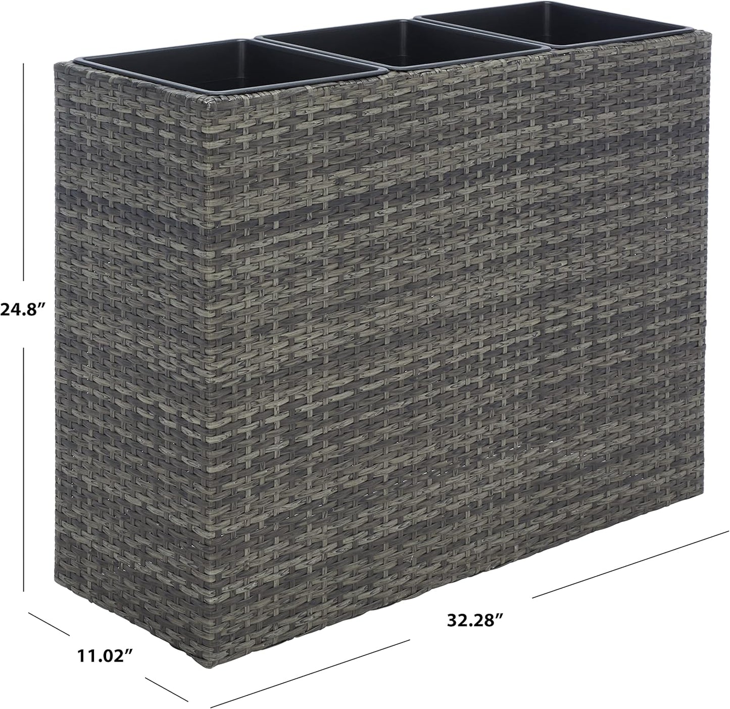 SAFAVIEH Outdoor Collection Rita Grey/Brown Woven Rectangular Flower Rack