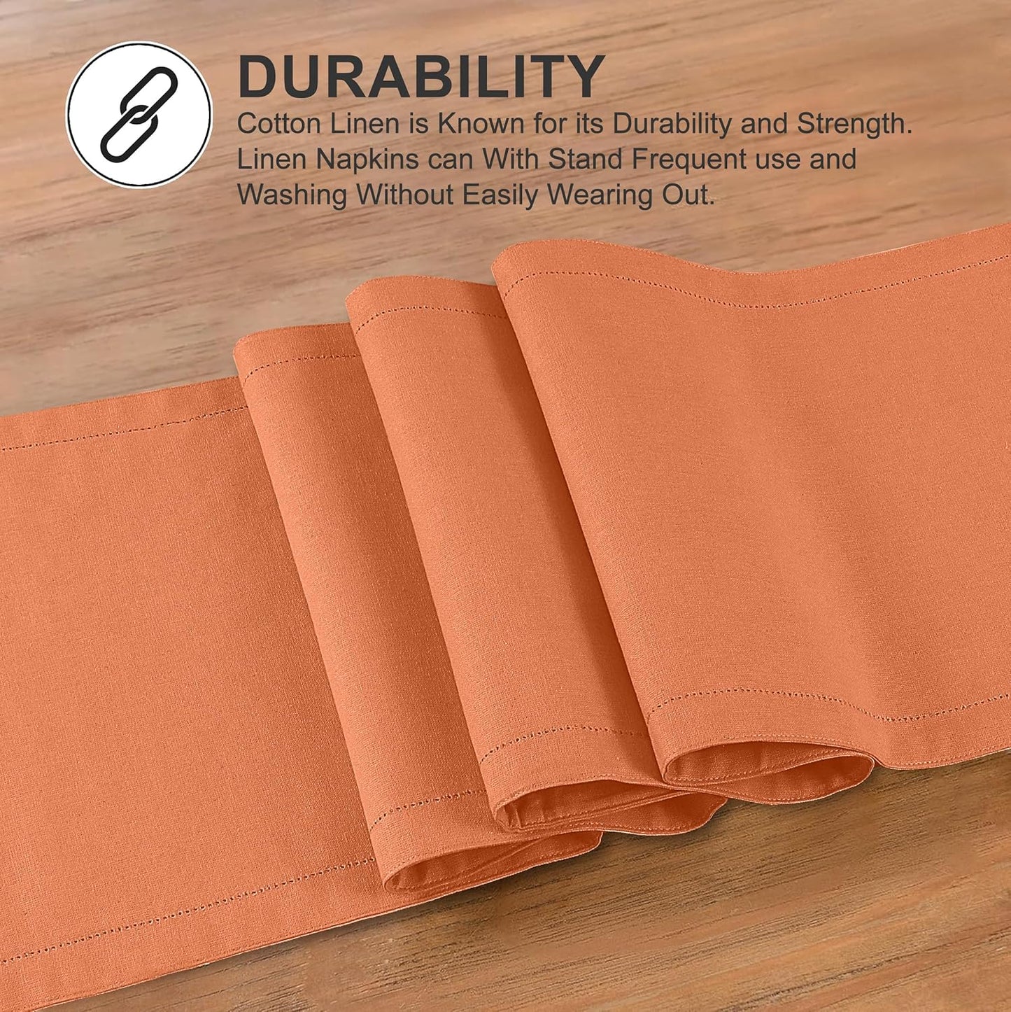 Ruvanti Linen Table Runner 90 Inches, Classic Hemstitch, Washable, Reusable, Non-Slipping, Stain Resistant- Perfect for Parties, Weddings, Dinners, Thanksgiving, Christmas, Indoor use – Orange