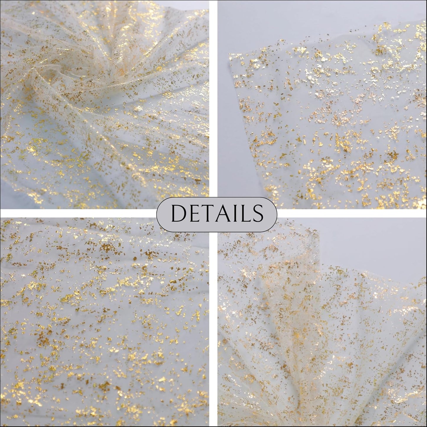 Snowkingdom 10 Ft Gold Table Runner, Sheer Chiffon Tulle Cheesecloth Golden Sequin Glitter Metallic Foil, Gold Party Table Decorations Centerpiece for Wedding Birthday Christmas Bridal Baby Shower
