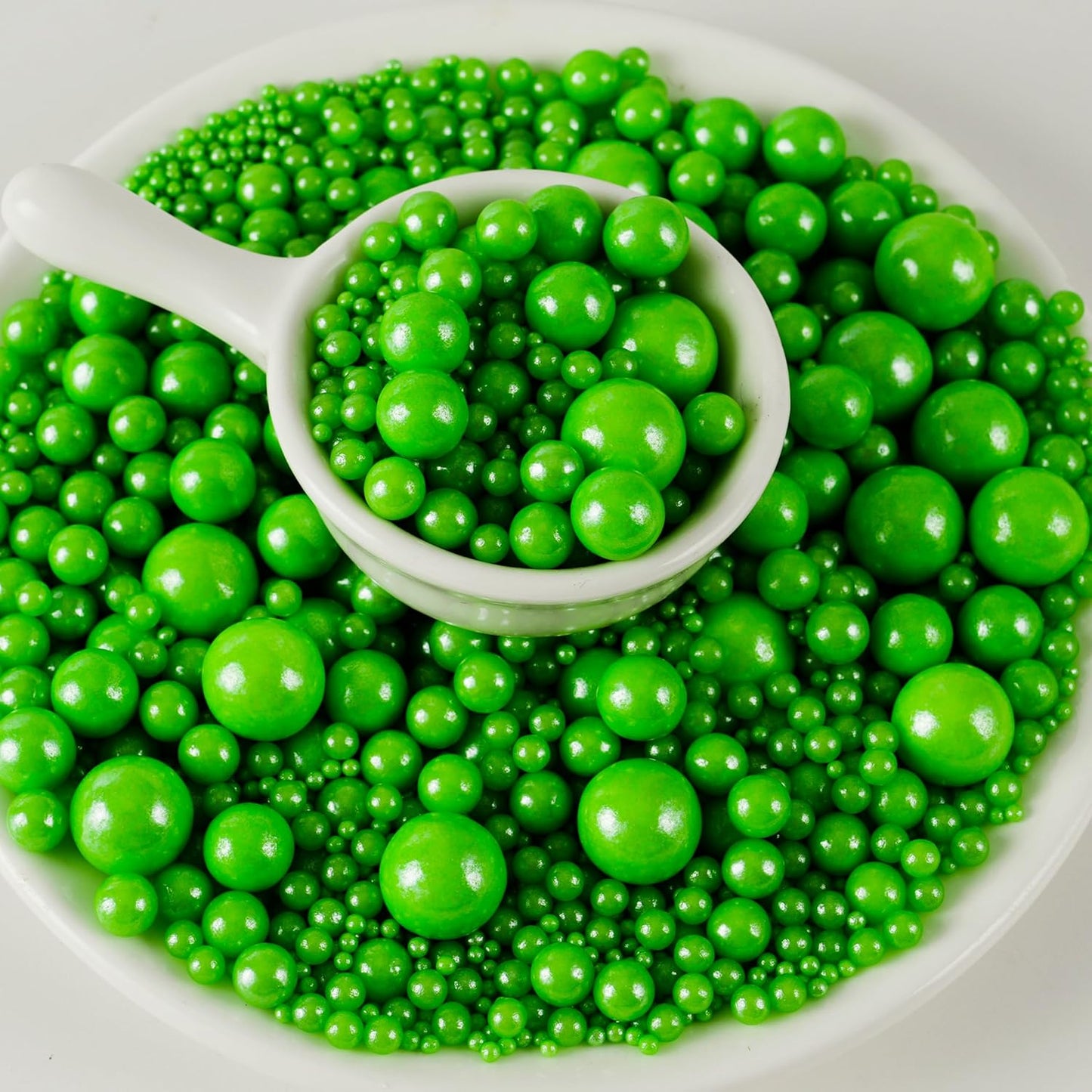 Kasvan Halloween Green Pearl Sugar Sprinkles - Edible Candy Pearls 130g/4.58 Oz, Mix Size, Baking Cake Decorations, Ice Cream Toppings and Cookie Decorating, Wedding Party Chirstmas Supplies
