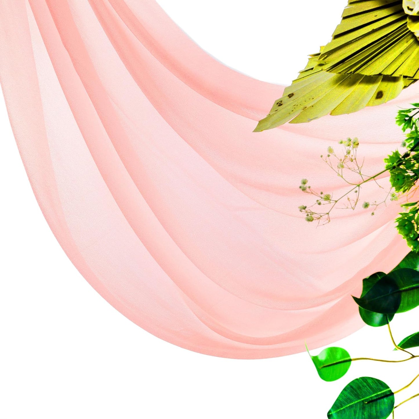 VDS Pack of 2 Panel (30 Inch X 40 Feet) Wedding Arch Draping Fabric Sheer Chiffon Fabric Drapery for Wedding Ceremony Reception Swag Backdrop Canopy Chuppah ARBO Altars Decoration (Peach)