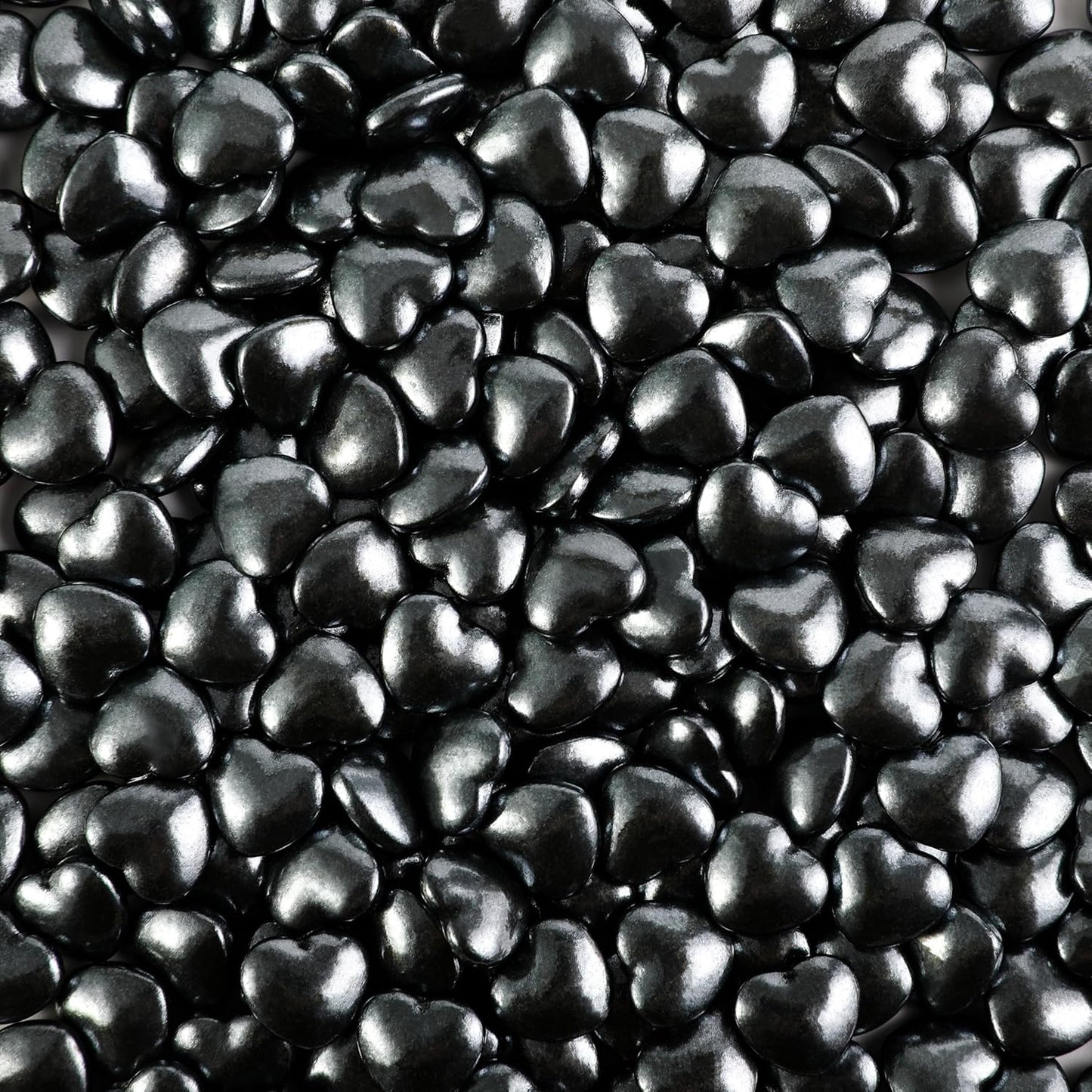 Kasvan Black Heart Shapes Sprinkles - Edible Candy Pearls 130g/4.58 Oz, Mix Size, Baking Cake Decorations, Ice Cream Toppings and Cookie Decorating, Wedding Party Chirstmas Supplies (Black)
