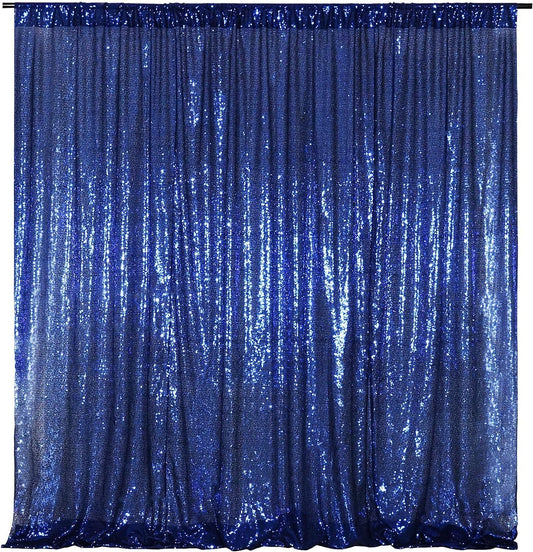 Poise3EHome Blue Sequin Backdrop,10FT x 10FT Sequin Photography Backdrop Curtain for Party Decoration, Navy Blue