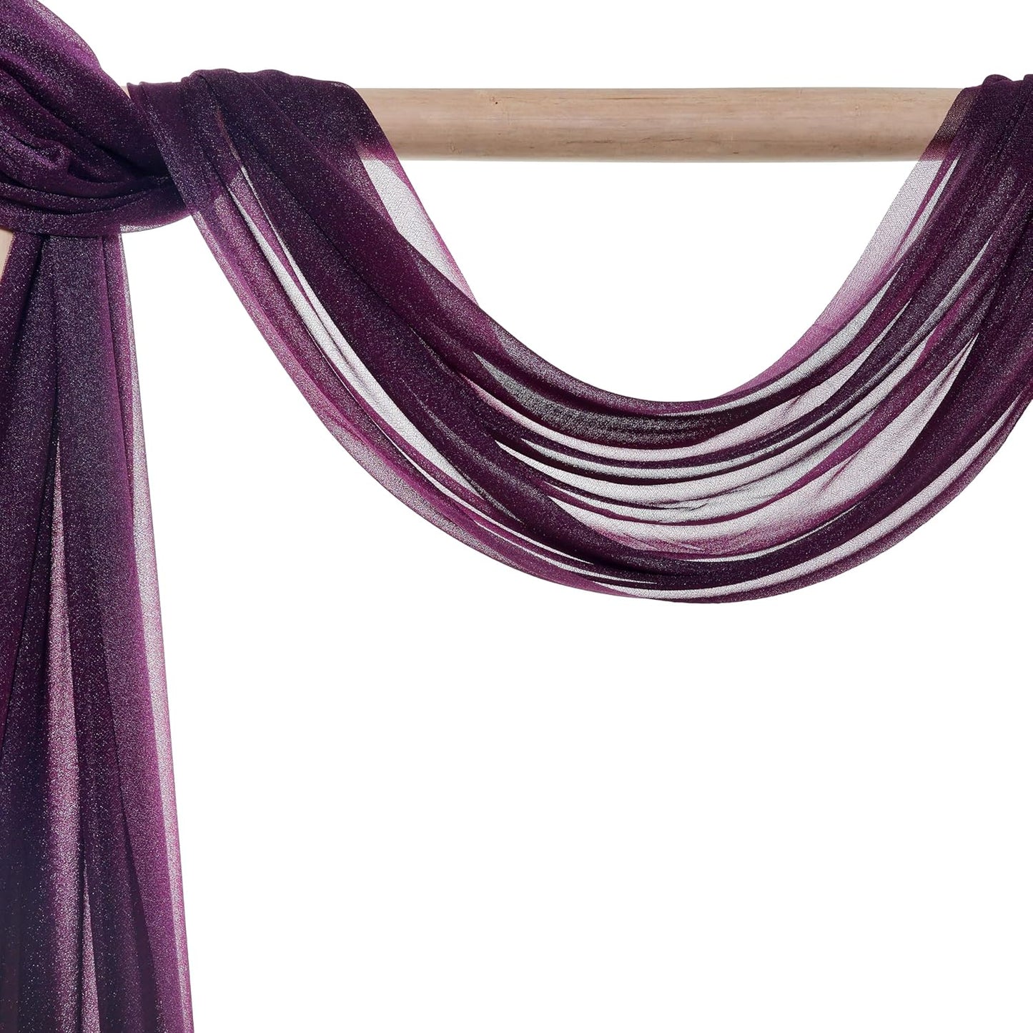 VDS Pack of 2 Panel (30 Inch X 100 Feet) Wedding Arch Draping Fabric Sheer Chiffon Fabric Drapery for Wedding Ceremony Reception Swag Backdrop Canopy Chuppah ARBO Altars Decoration (Eggplant)