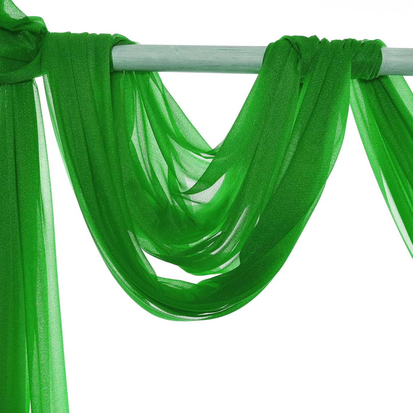 VDS Pack of 1 Panel (30 Inch X 100 Feet) Wedding Arch Draping Fabric Sheer Chiffon Fabric Drapery for Wedding Ceremony Reception Swag Backdrop Canopy Chuppah ARBO Altars Decoration (Green)