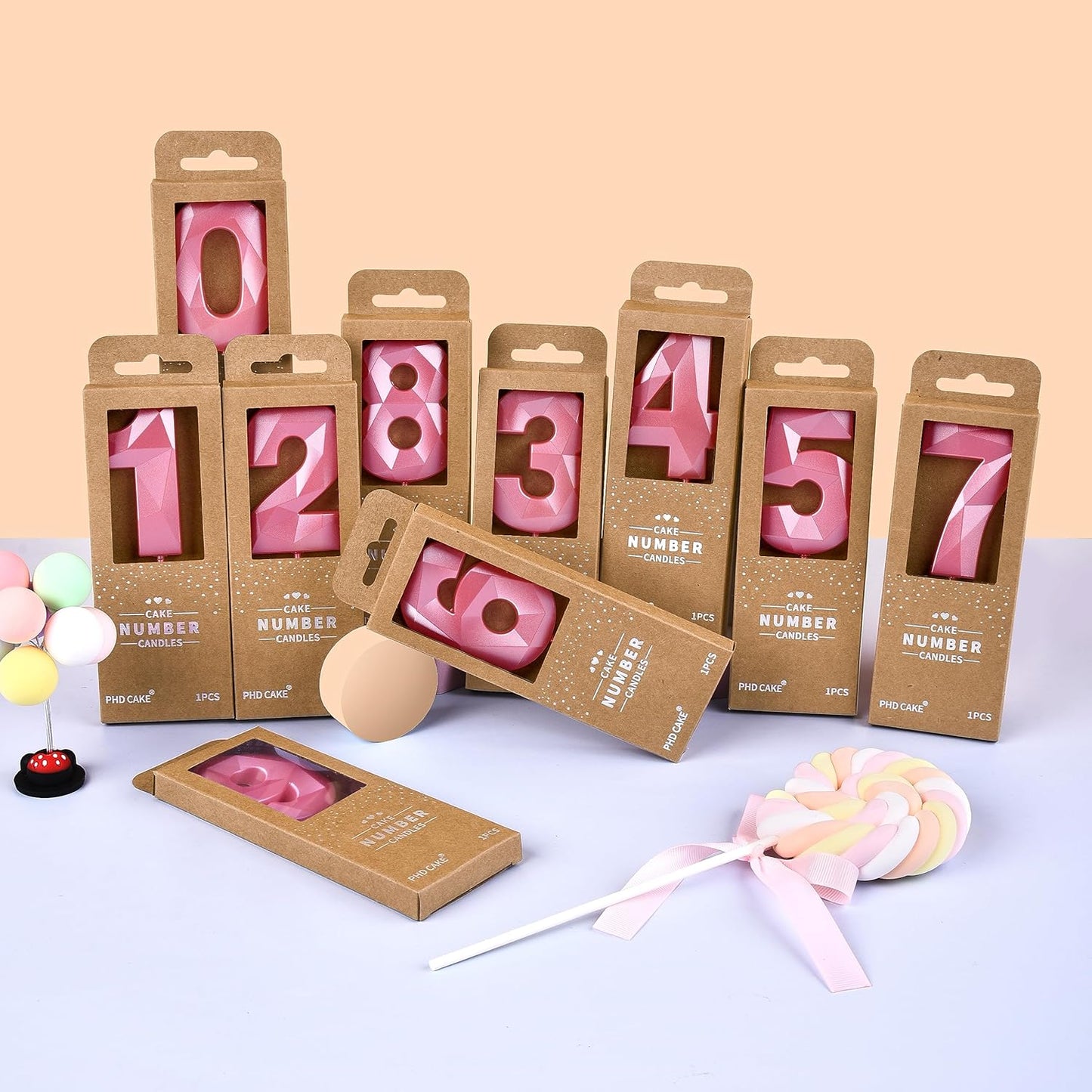 PHD CAKE 2.76 Inch Crystal Pink 1 Number Birthday Candles, Pink Number Candles, Cake Number Candles, Party Celebration