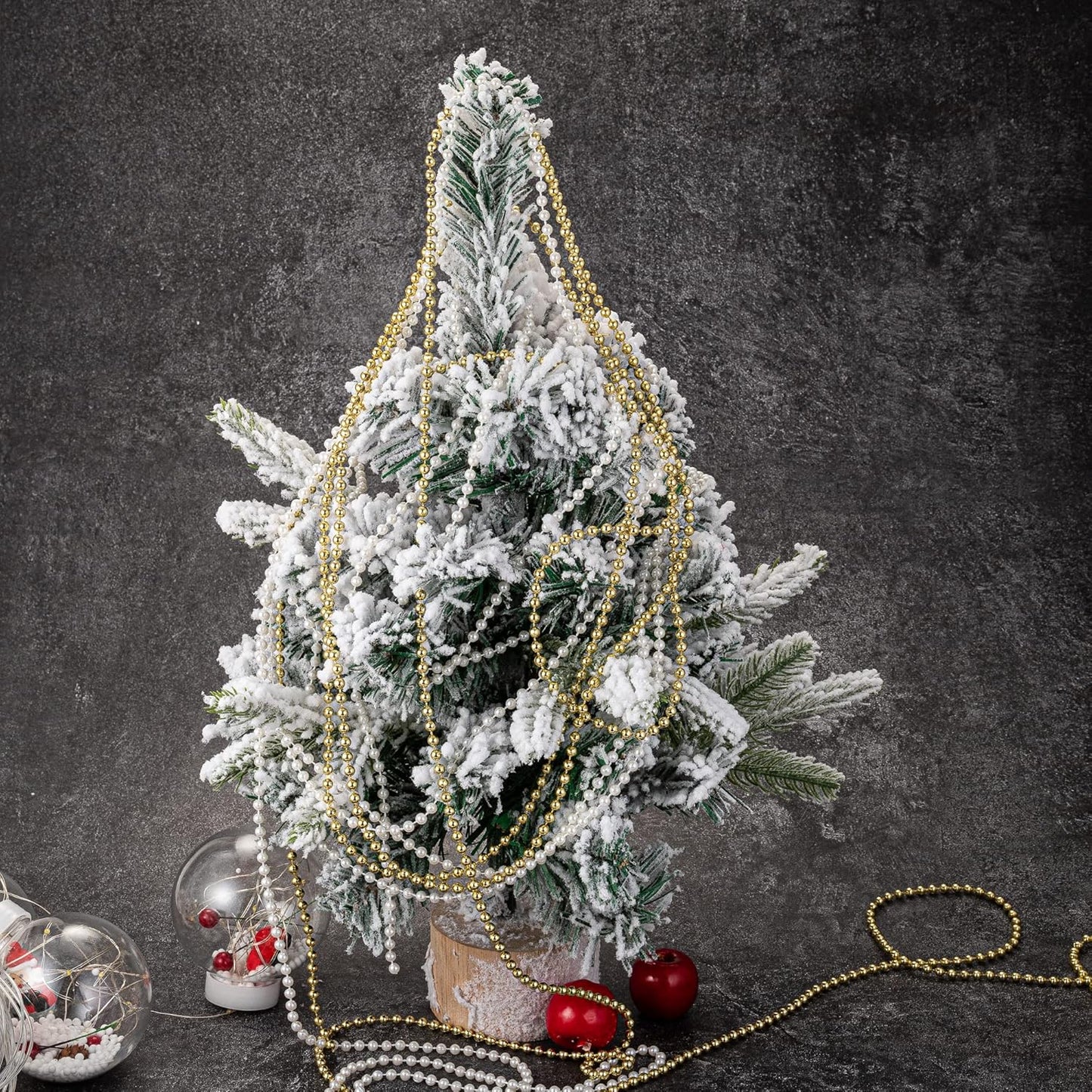 8mm Crafts Faux Pearl Beads Garland Pearl Bead Roll Strand of Pearls to Decorate Floral Centerpieces Wedding Party Favor Christmas Tree(33 Feet Ivory)