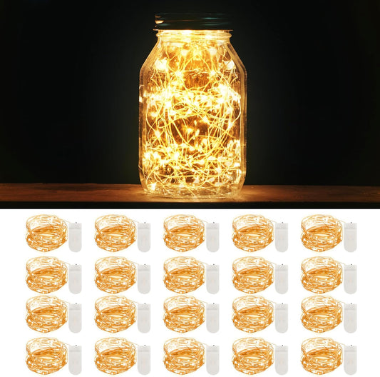 MUMUXI 20 Pack 3.3ft Fairy String Lights Battery Operated, Mini LEDs for Party Wedding Centerpiece Decorations, Crafts, Mason Jar Firefly Lights, Warm White