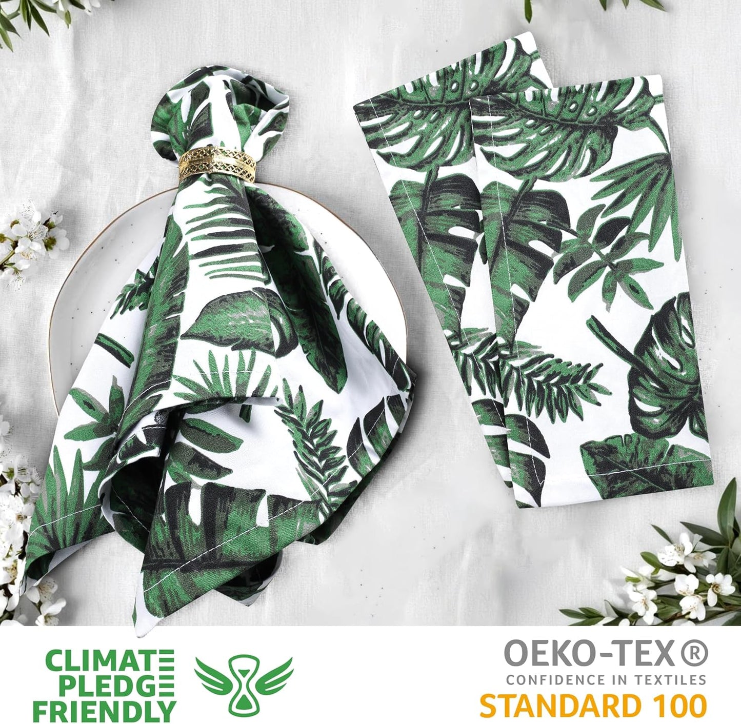 Urban Villa Cloth Napkins Tropical Print 100% Cotton Absorbent Dinner Napkins (Set of 12) Oversized 20x20 Inches Soft Durable Reusable Washable Ideal for Everyday Use Wedding Parties Premium Quality