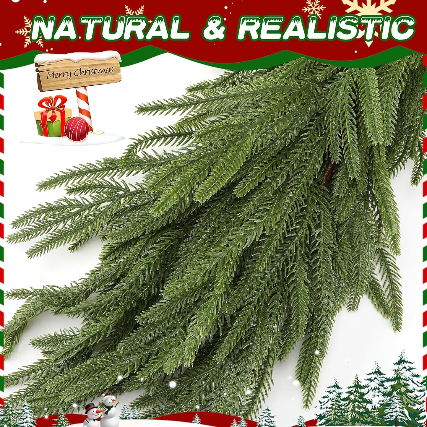 6ft Christmas Norfolk Pine Garland - Real Touch Artificial Greenery Cedar Garland for Xmas Fireplace Mantle Table Window Home Holiday Decoration