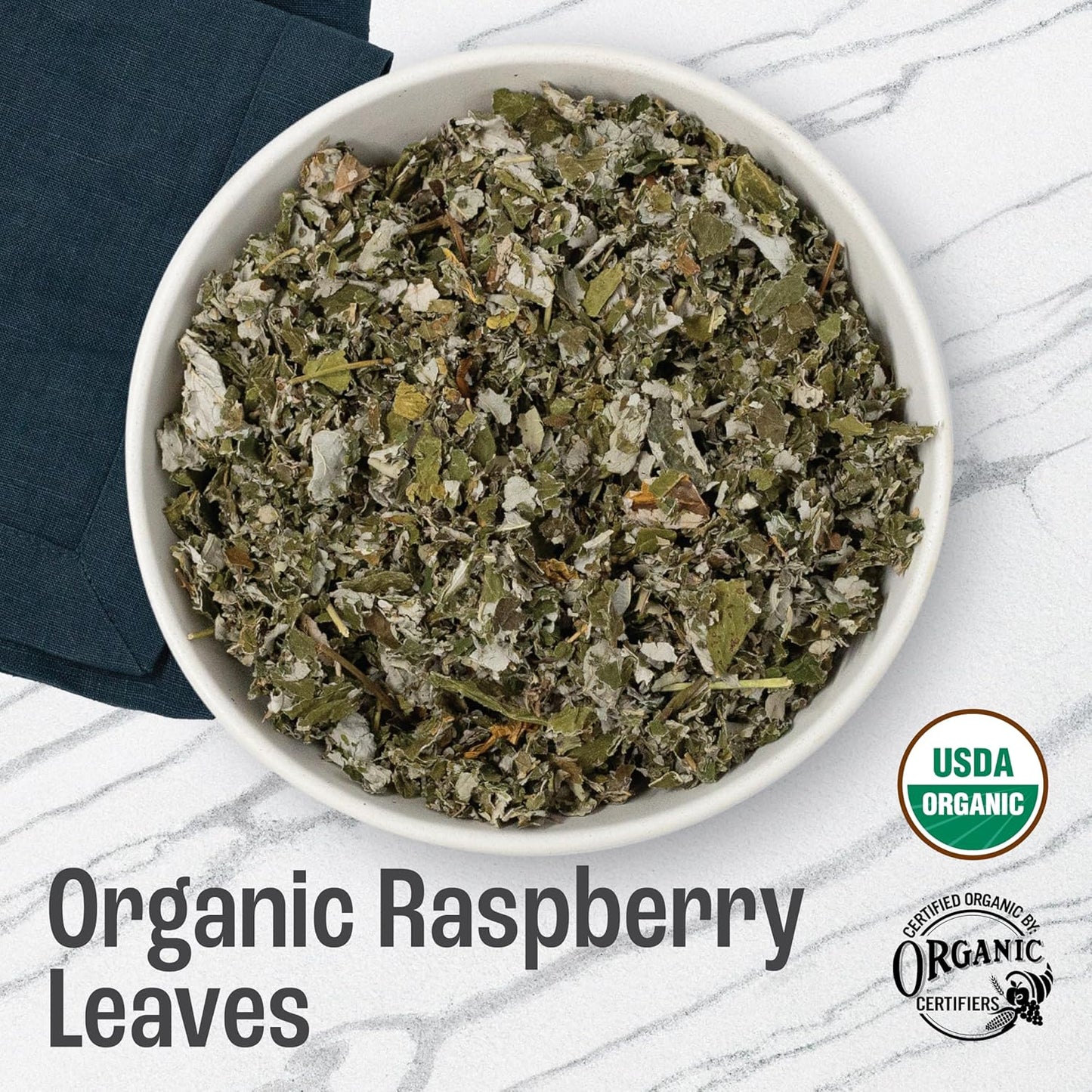 J Mac Botanicals, Organic Red Raspberry Leaf, Herbal tea (16 ounce bag 200+ cups) cut & sifted dried leaf, pack of 2