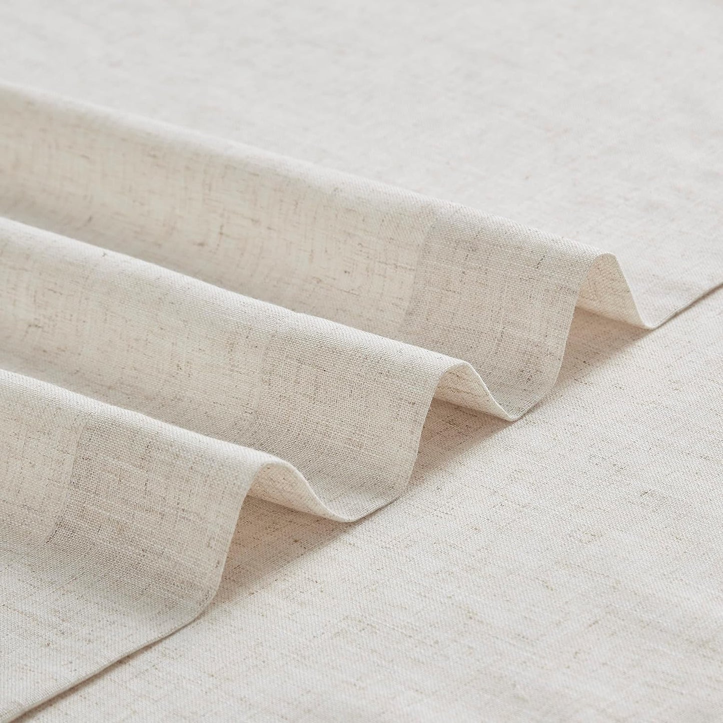 Vision Home Natural Pinch Pleated Semi Sheer Curtains Textured Linen Blended Light Filtering Window Curtains 95 inch for Living Room Bedroom Patio Pinch Pleat Drapes with Hooks 1 Panel 84" Wx95 L